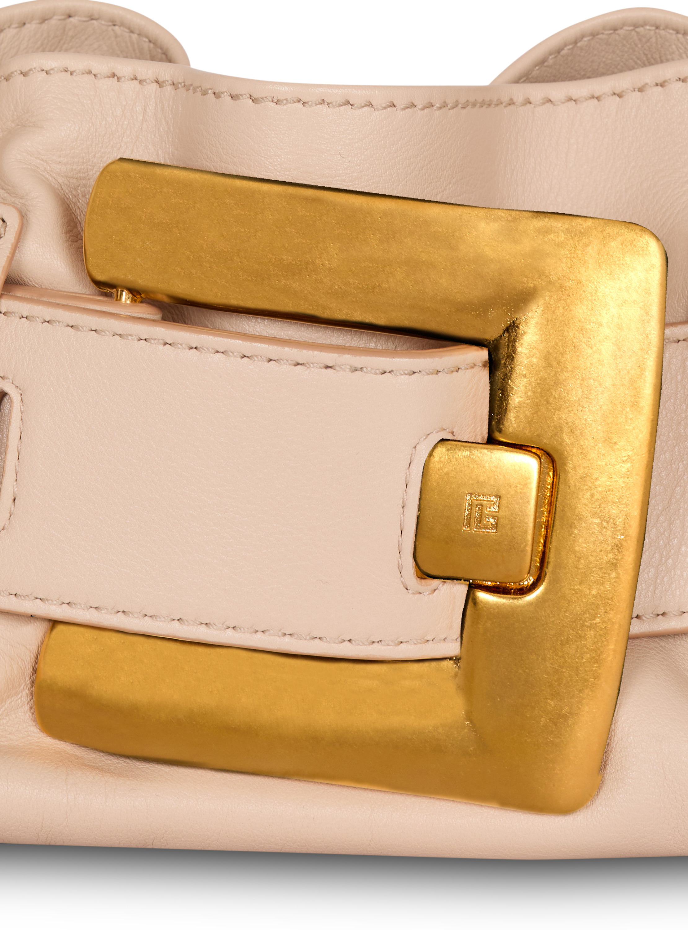 Sac anthem small shoulder en cuir de veau BALMAIN Beige