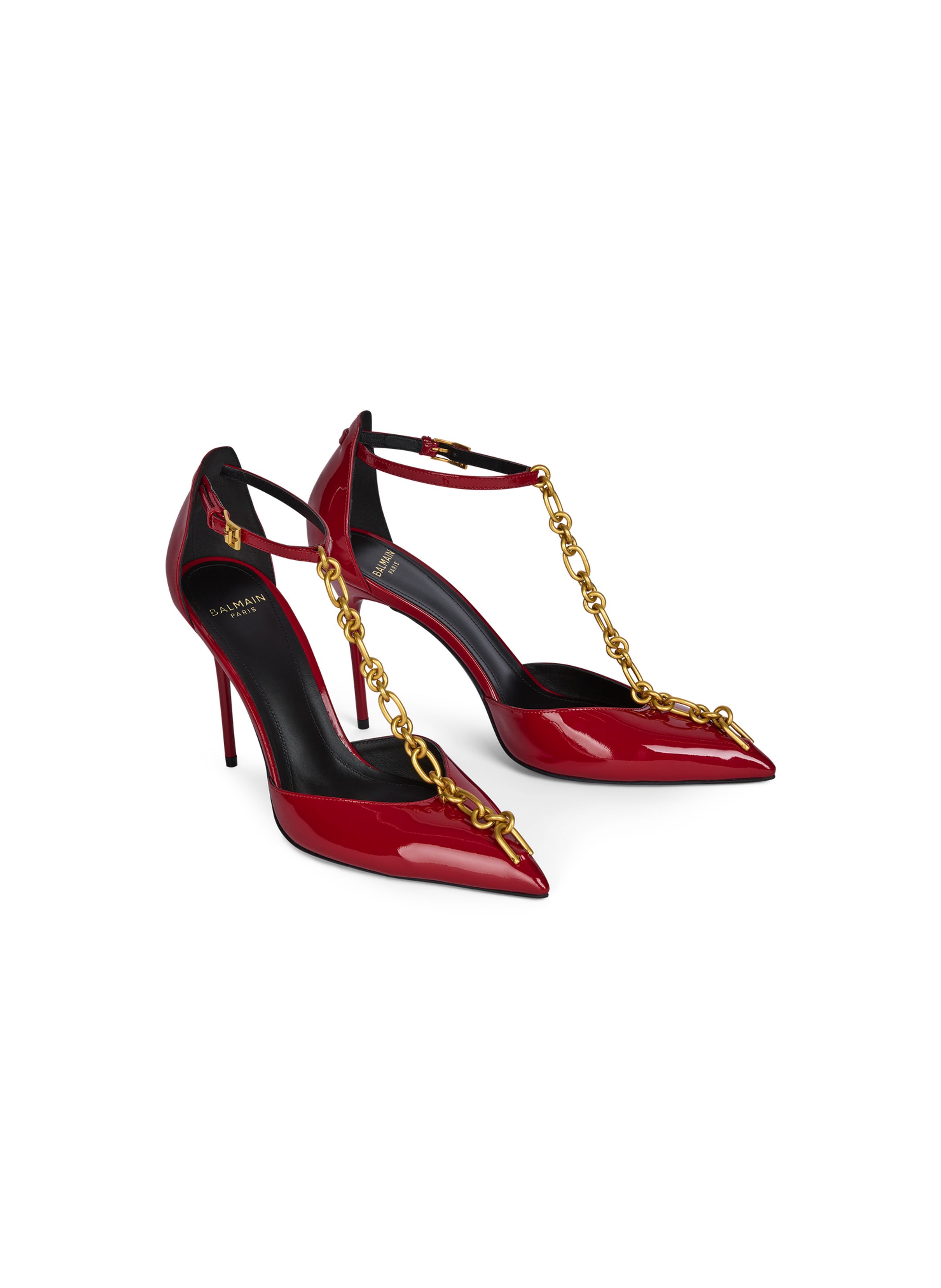 Escarpins sync en cuir verni BALMAIN Rouge