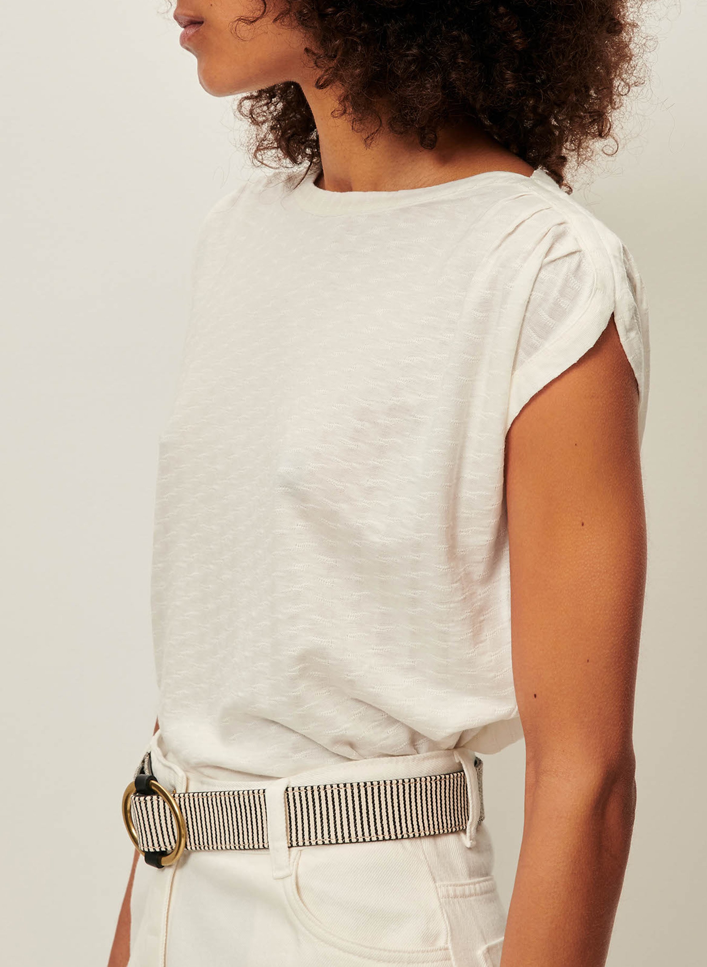 Top col bateau ample sixtojacquard SESSUN Beige
