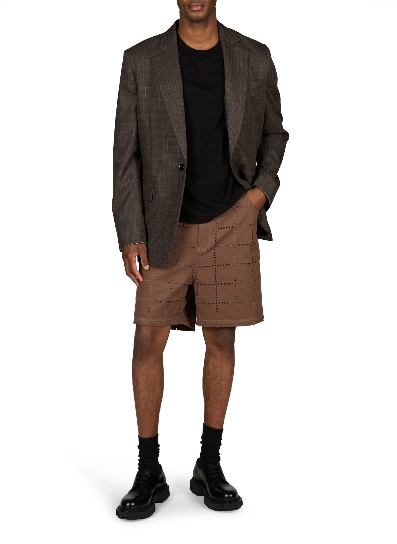 Veste cintrée à col tailleur LACOSTE Marron