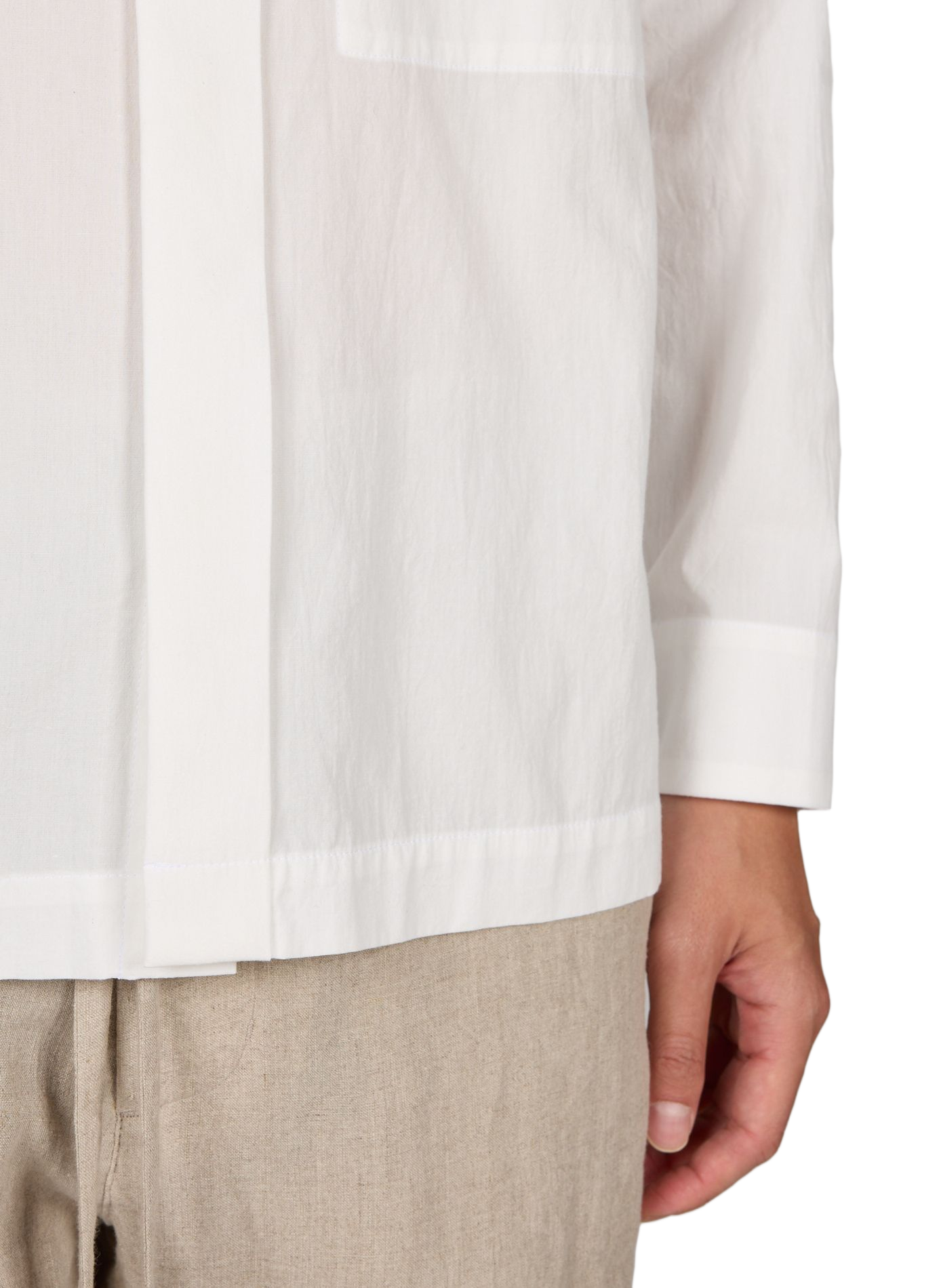Chemise coupe droite en coton mélangé ISSEY MIYAKE Beige