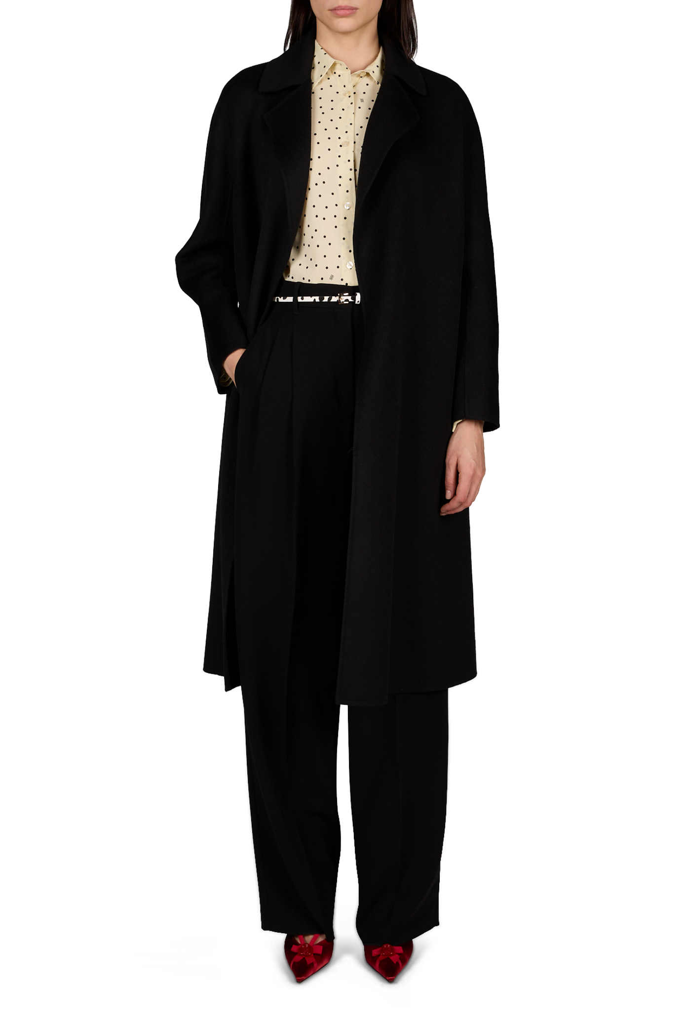 Manteau en laine vierge, soie et cachemire MAX MARA STUDIO Noir