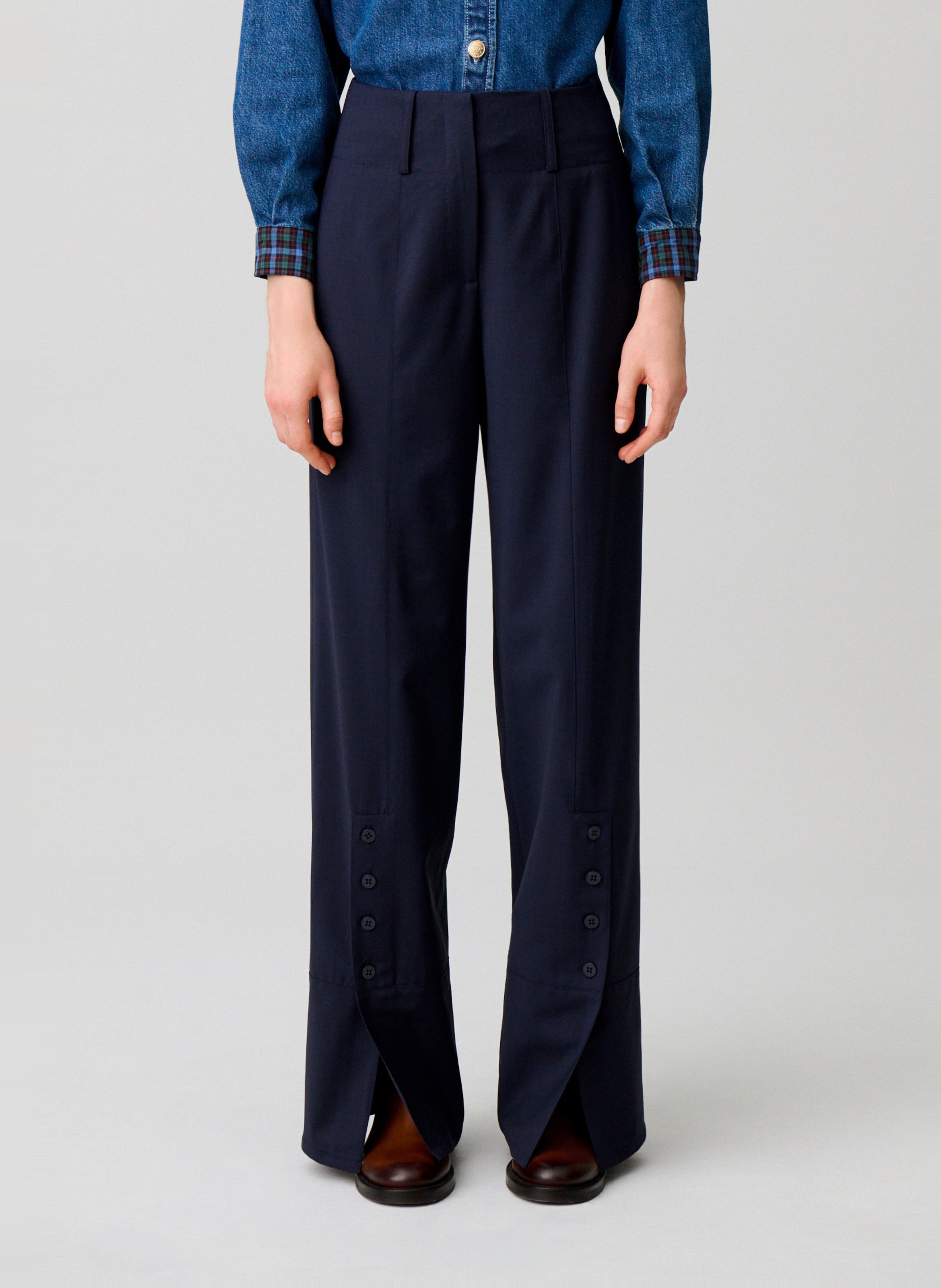 Pantalon large taille haute CLAUDIE PIERLOT Bleu