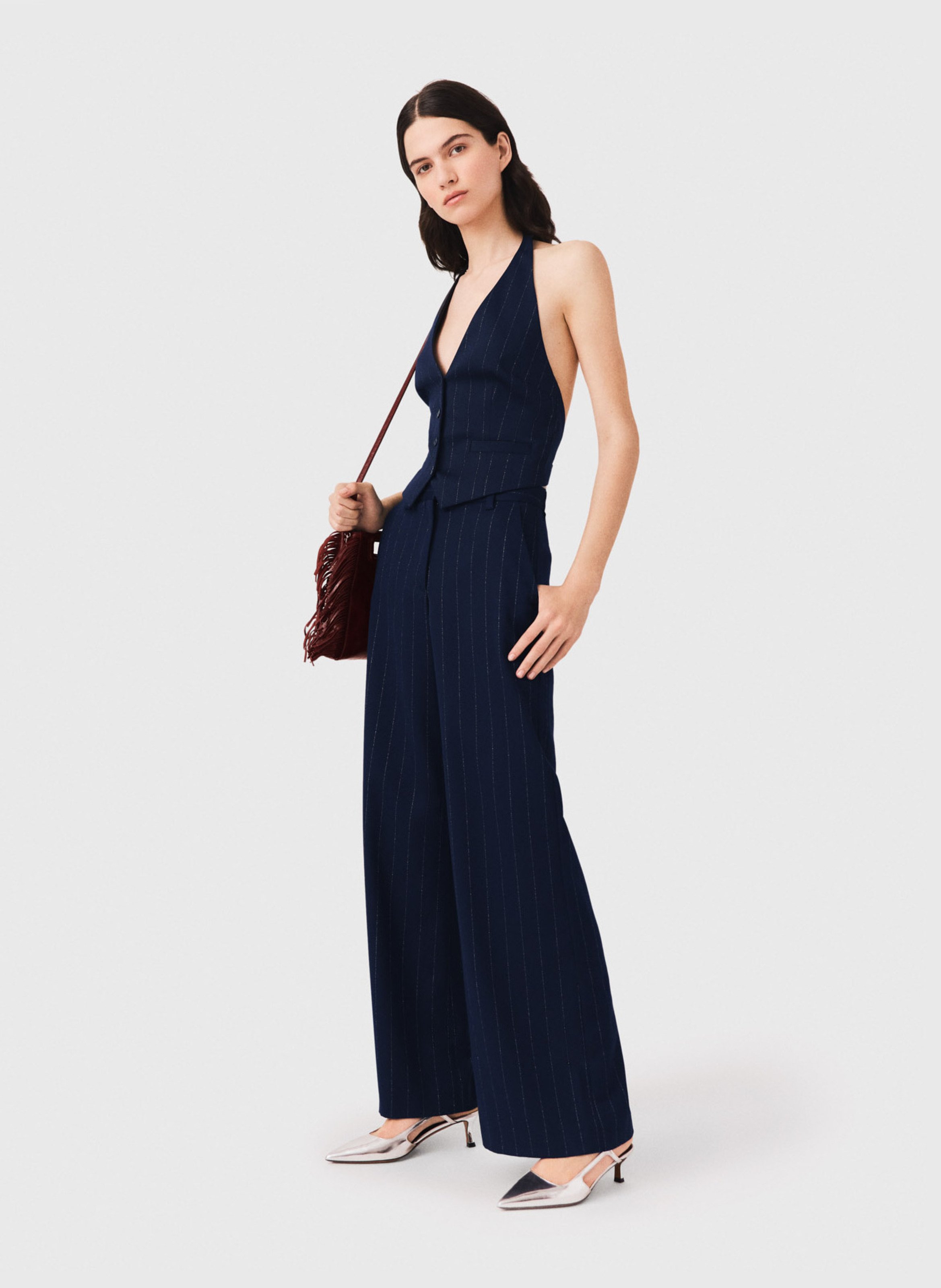 Pantalon évasé à rayures MAJE Bleu