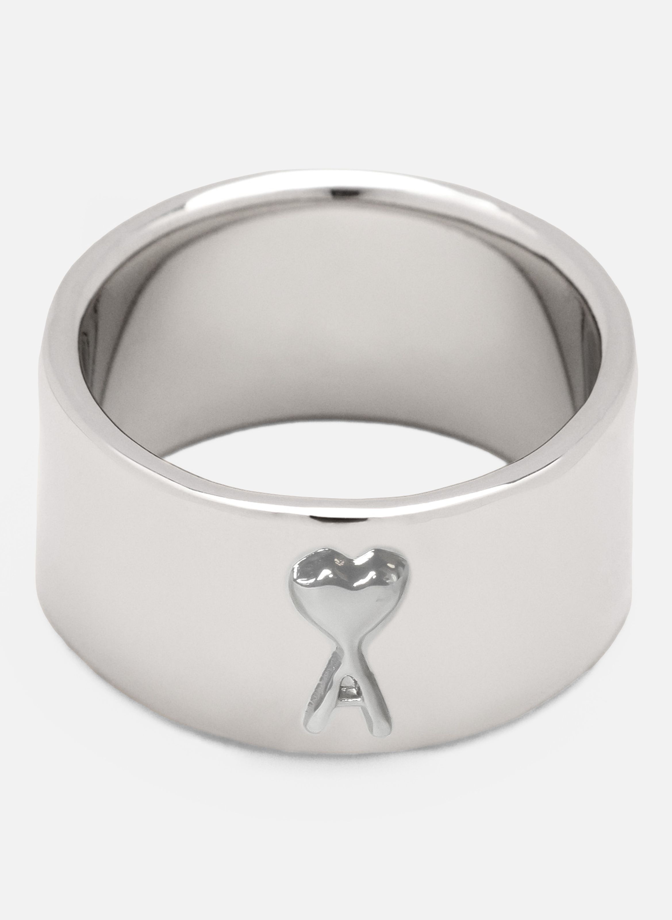 Bague unisexe en laiton ami de coeur martelé AMI PARIS Gris