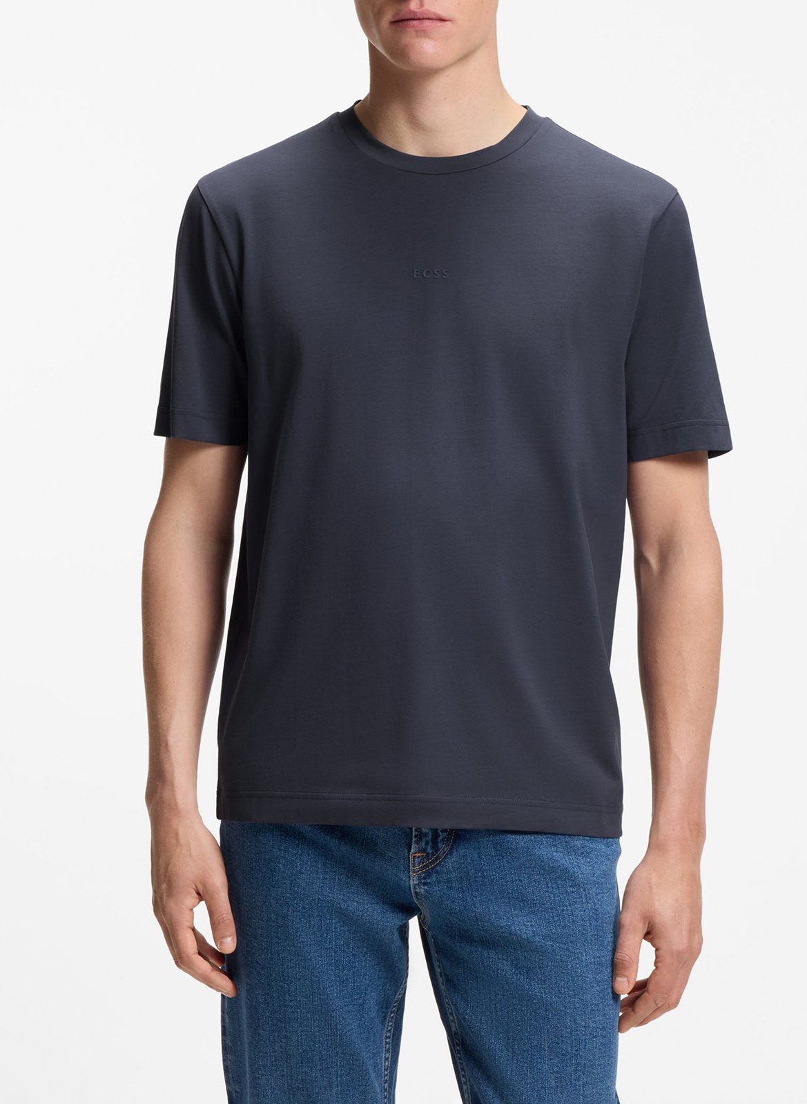 Tee-shirt col rond en coton mélangé BOSS Bleu