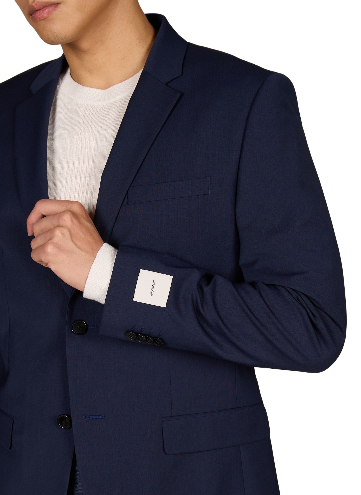 Solid wool straight blazer CALVIN KLEIN Blue