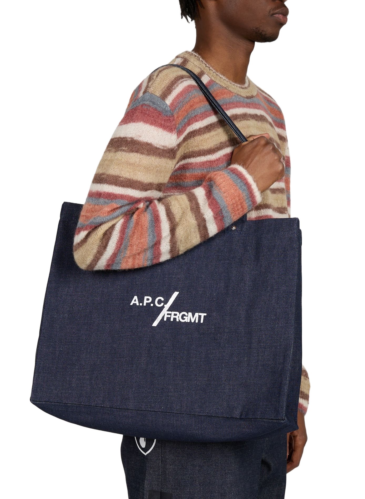 "Je Sors Ce Soir" Cotton Shopping Bag A.P.C. Blue