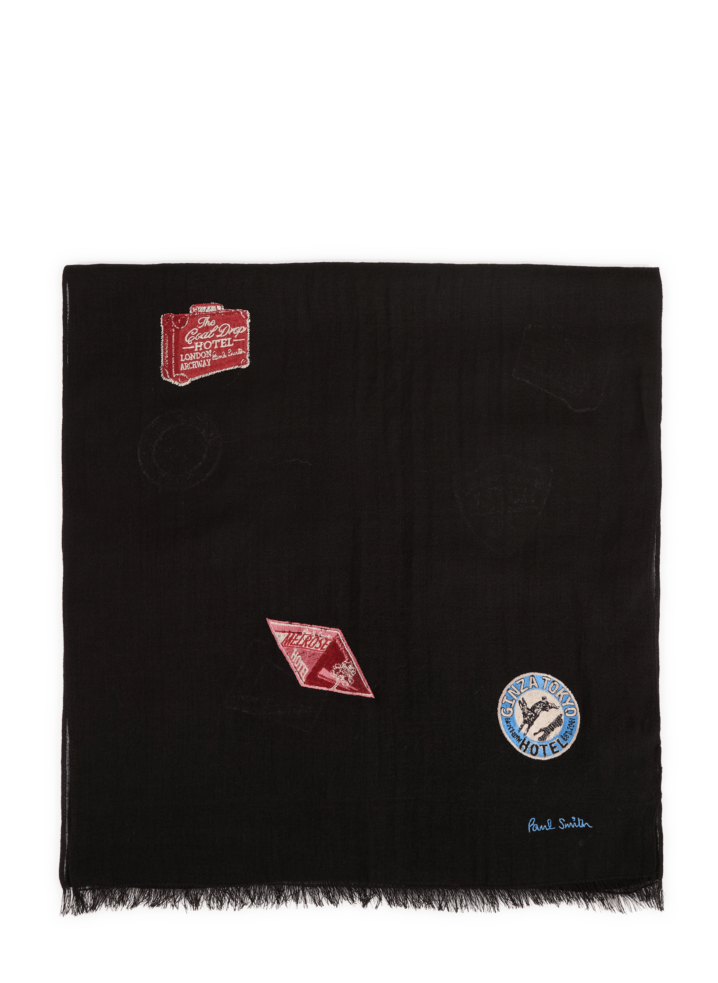 Foulard à logo brodé avec franges en  laine PAUL SMITH Noir