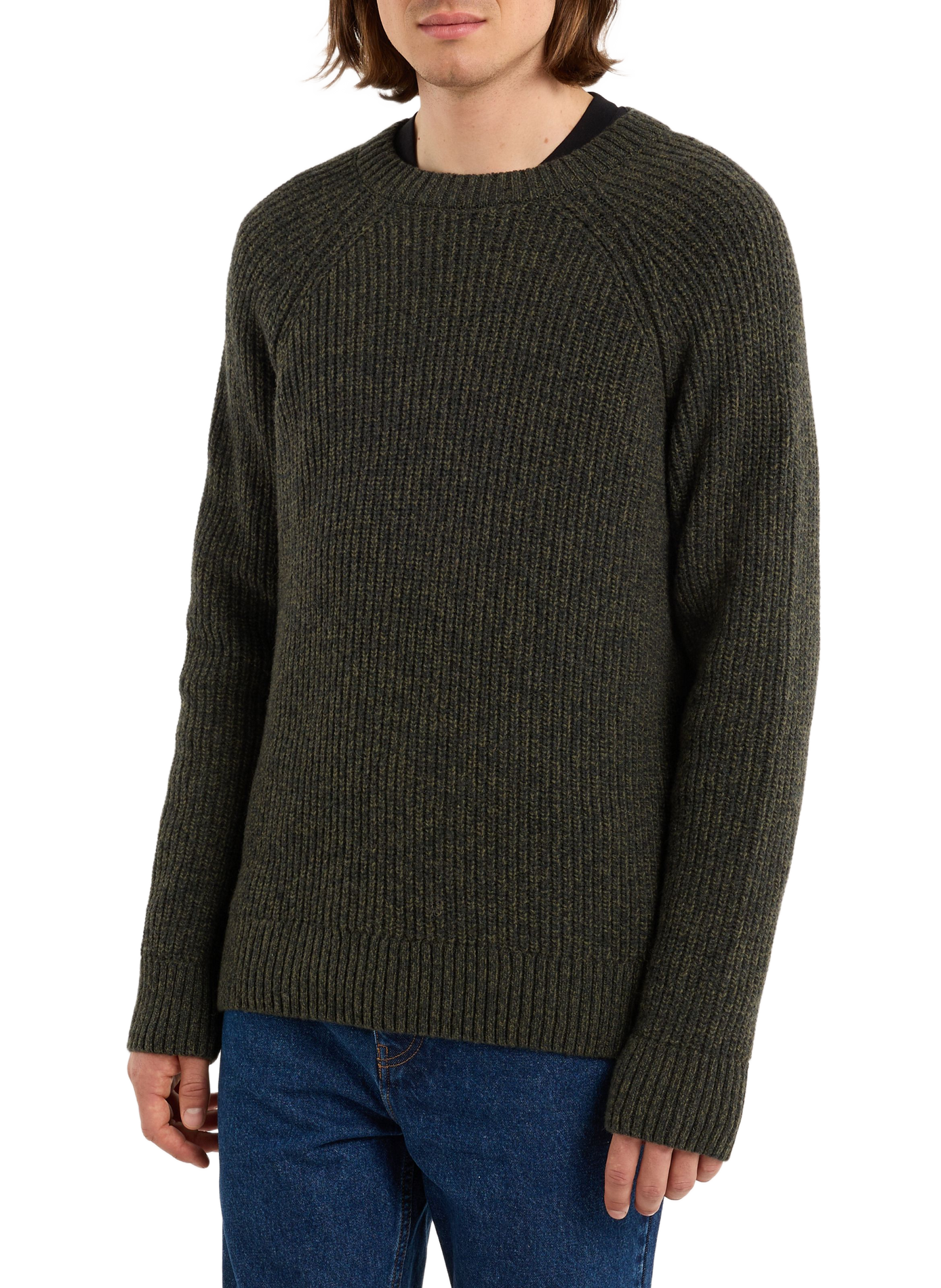 Rundhalsausschnitt-Pullover aus Wollmischung SAISON 1865 Khaki