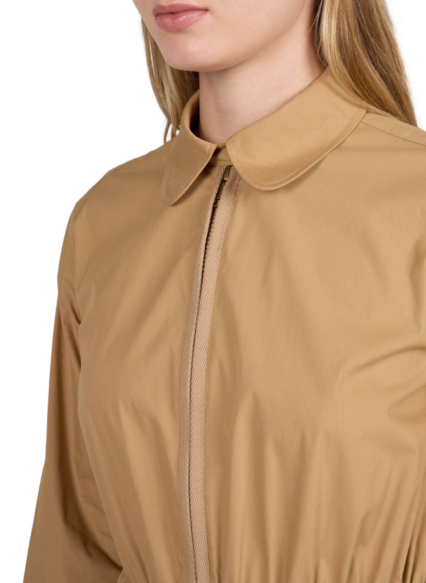 Robe chemise ajustée à cordons en coton mélangé MONCLER Beige