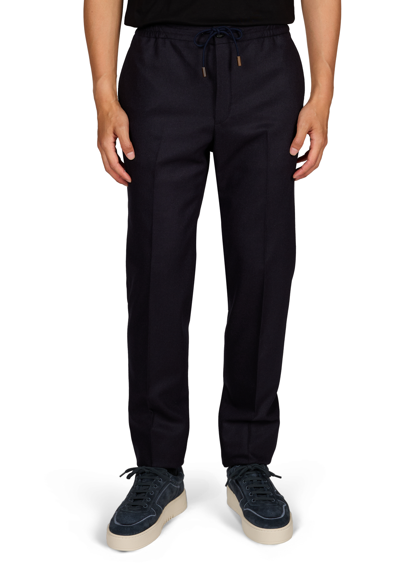 Pantalon slim à taille élastiquée en laine mélangée SLOWEAR Bleu