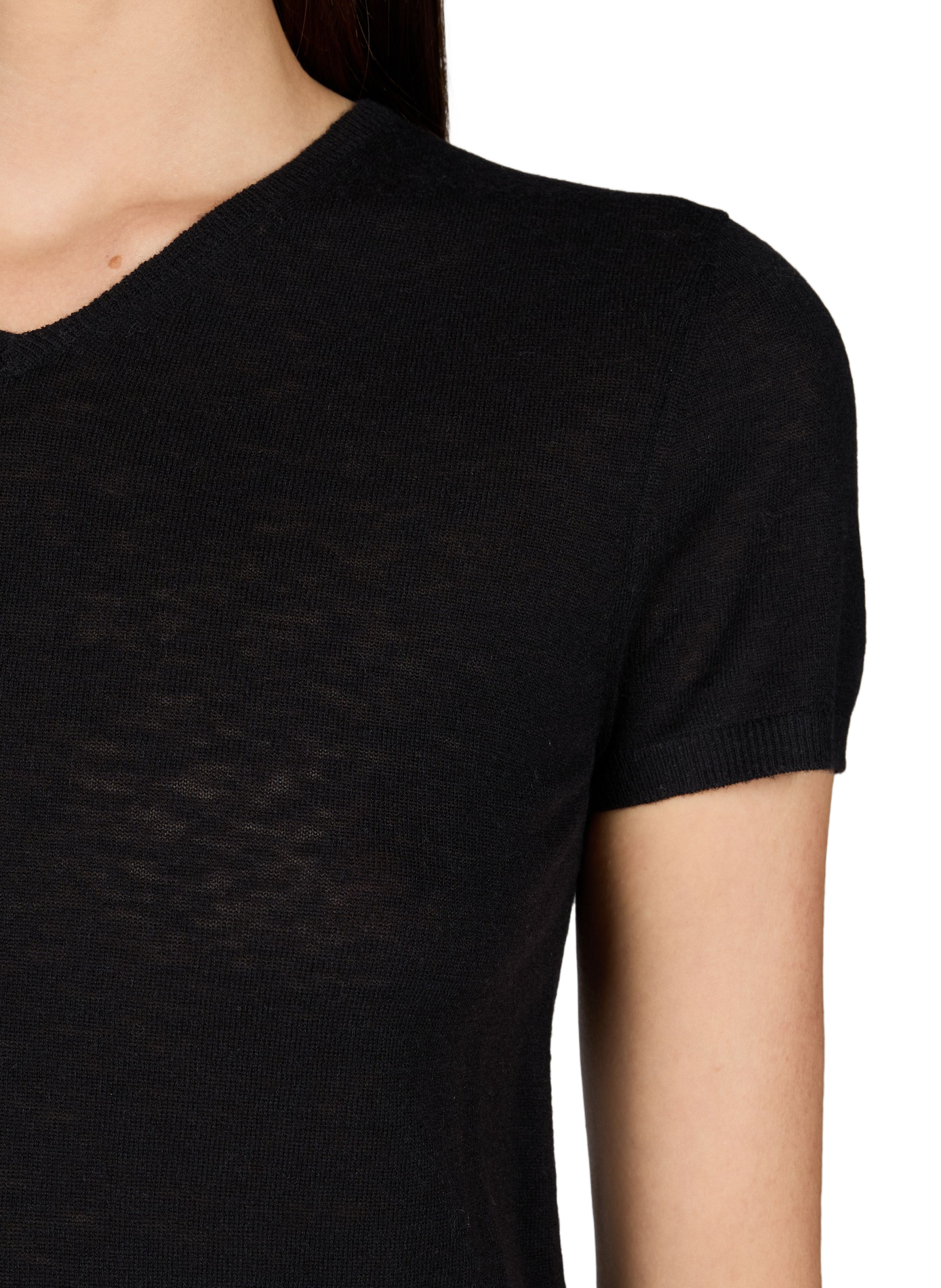 Straight wool V-neck sweater VINCE Black