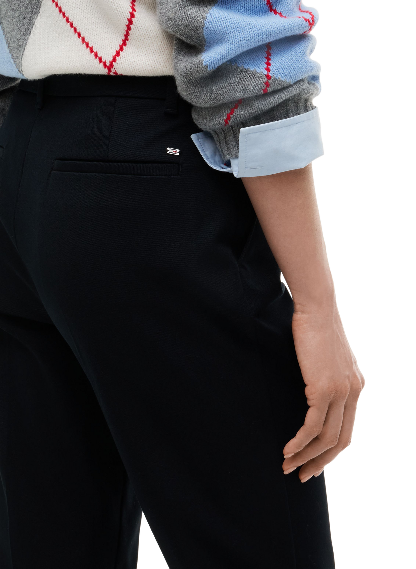 Pantalon droit en coton mélangé TOMMY HILFIGER Noir