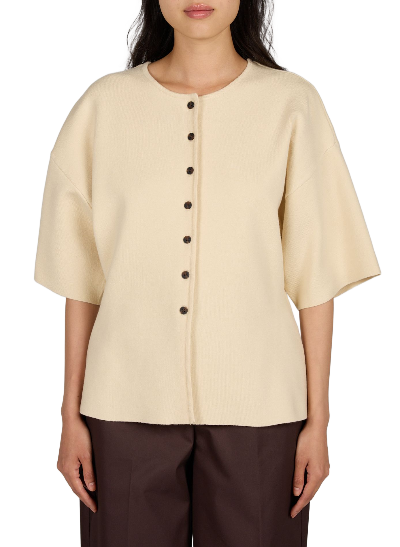 Kurzärmeliger taillierter Cardigan MSCH Beige