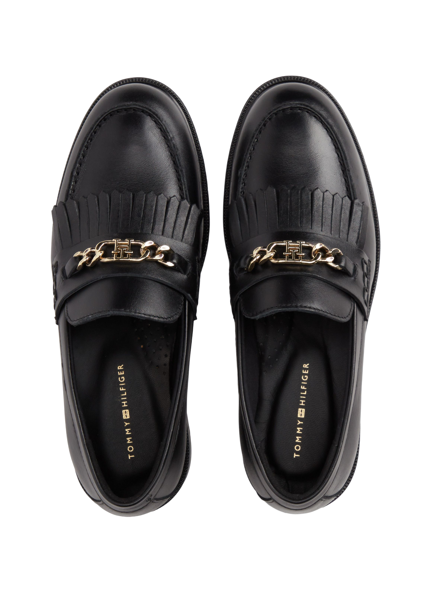 Mokassins aus Leder mit Fransen TOMMY HILFIGER Schwarz