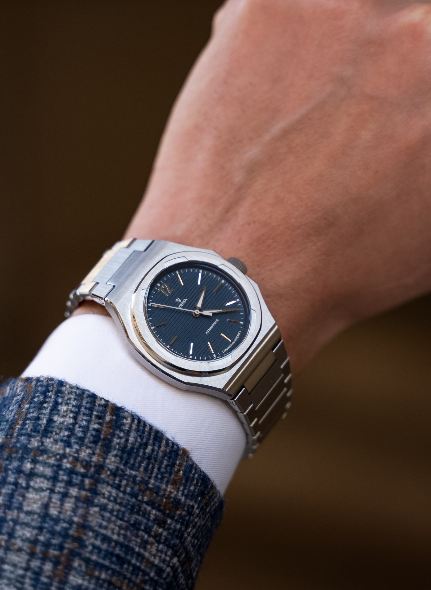 Montre automatique Wristmaster Slim CMM.20 en acier inoxydable YEMA Bleu
