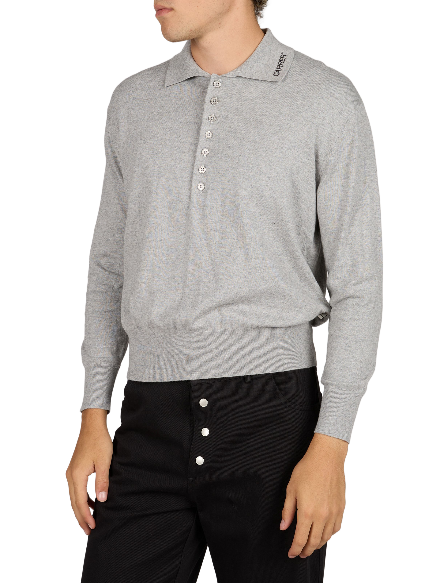 Langarm-Poloshirt aus Baumwollmischgewebe CARRER Grau