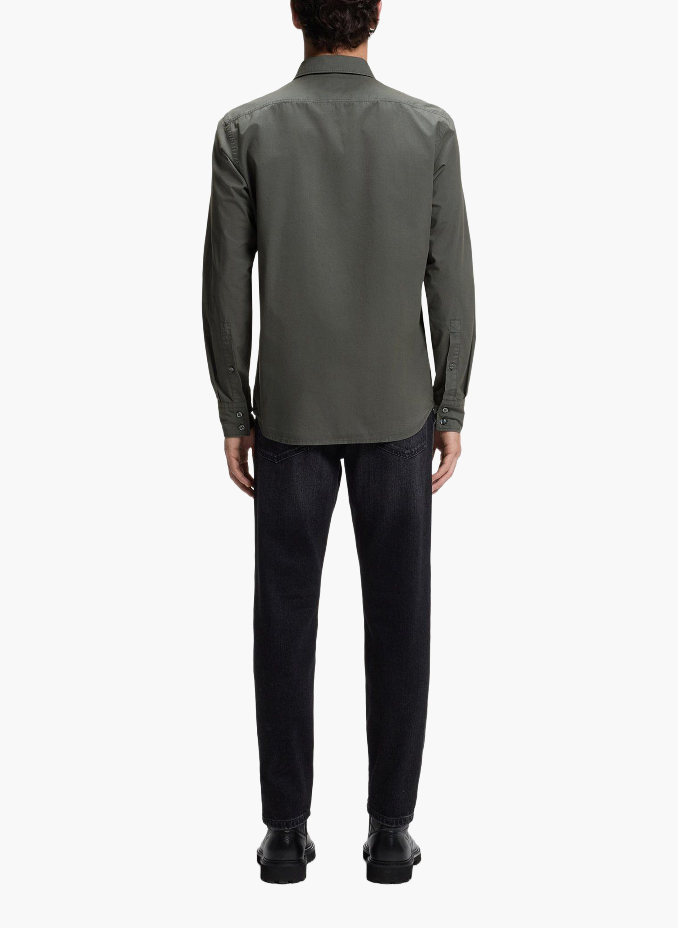 Chemise regular en coton BOSS Kaki
