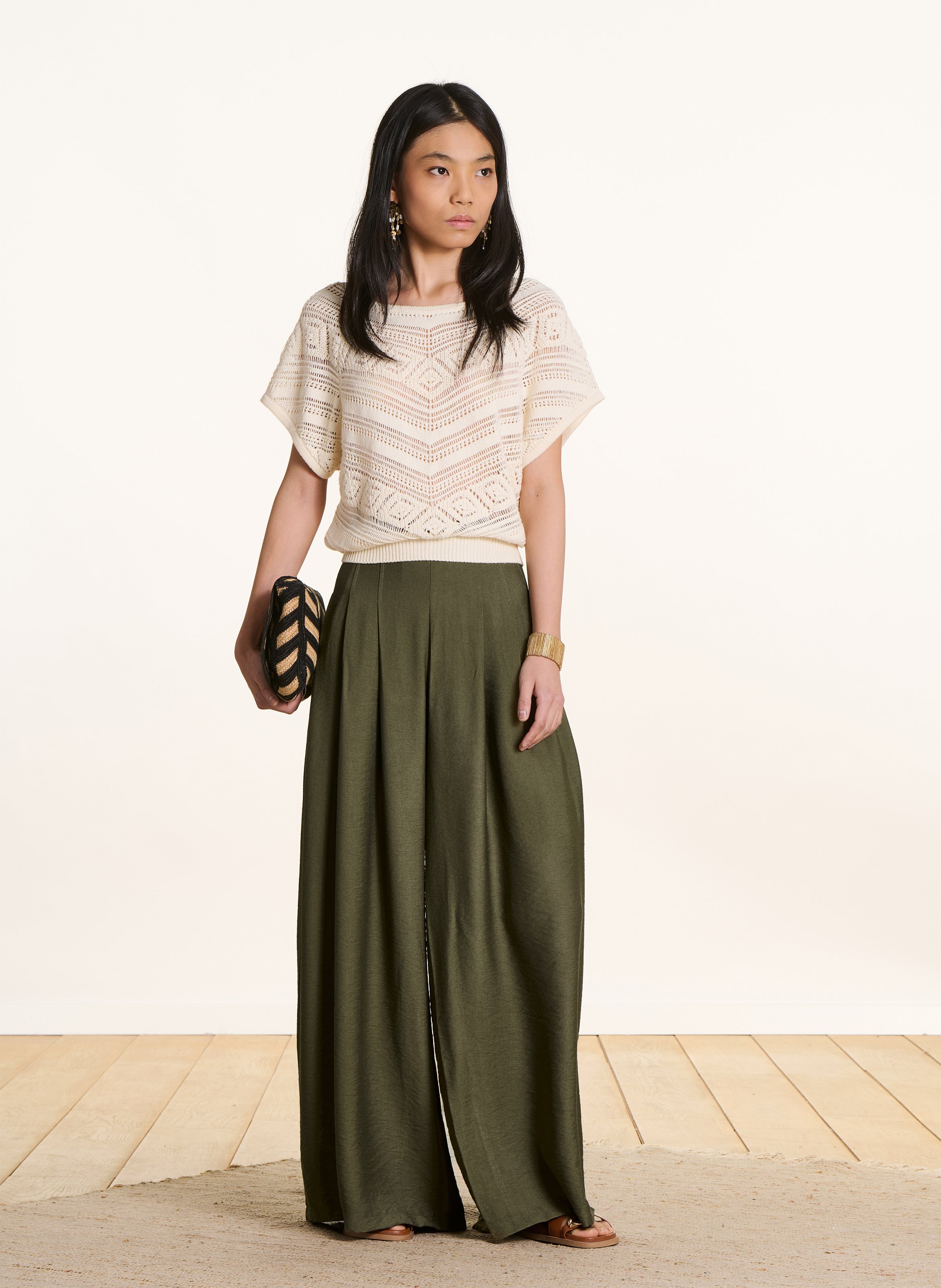 Wijde hoge taille broek LA FEE MARABOUTEE Groen