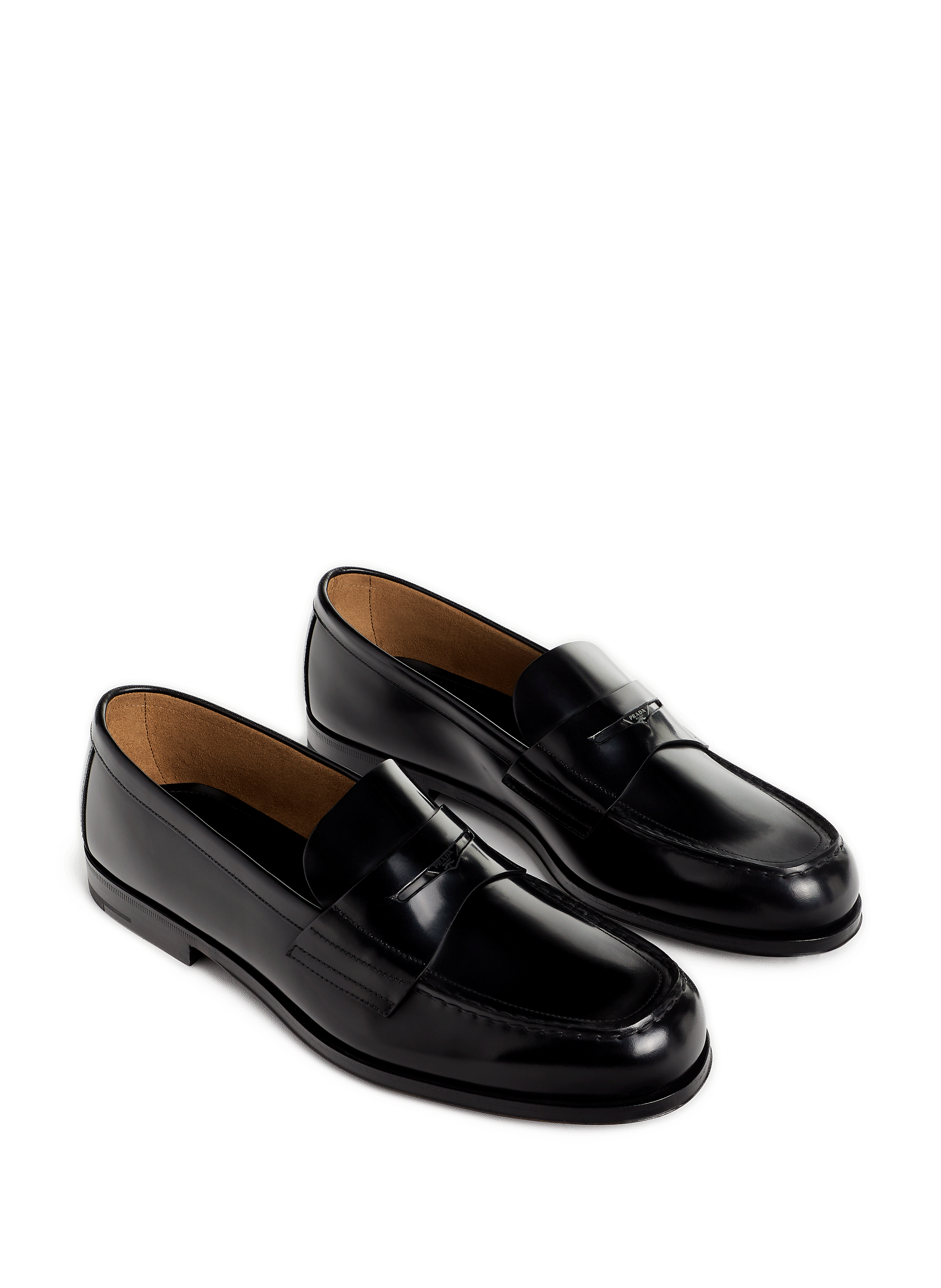 Leather loafers PRADA Black