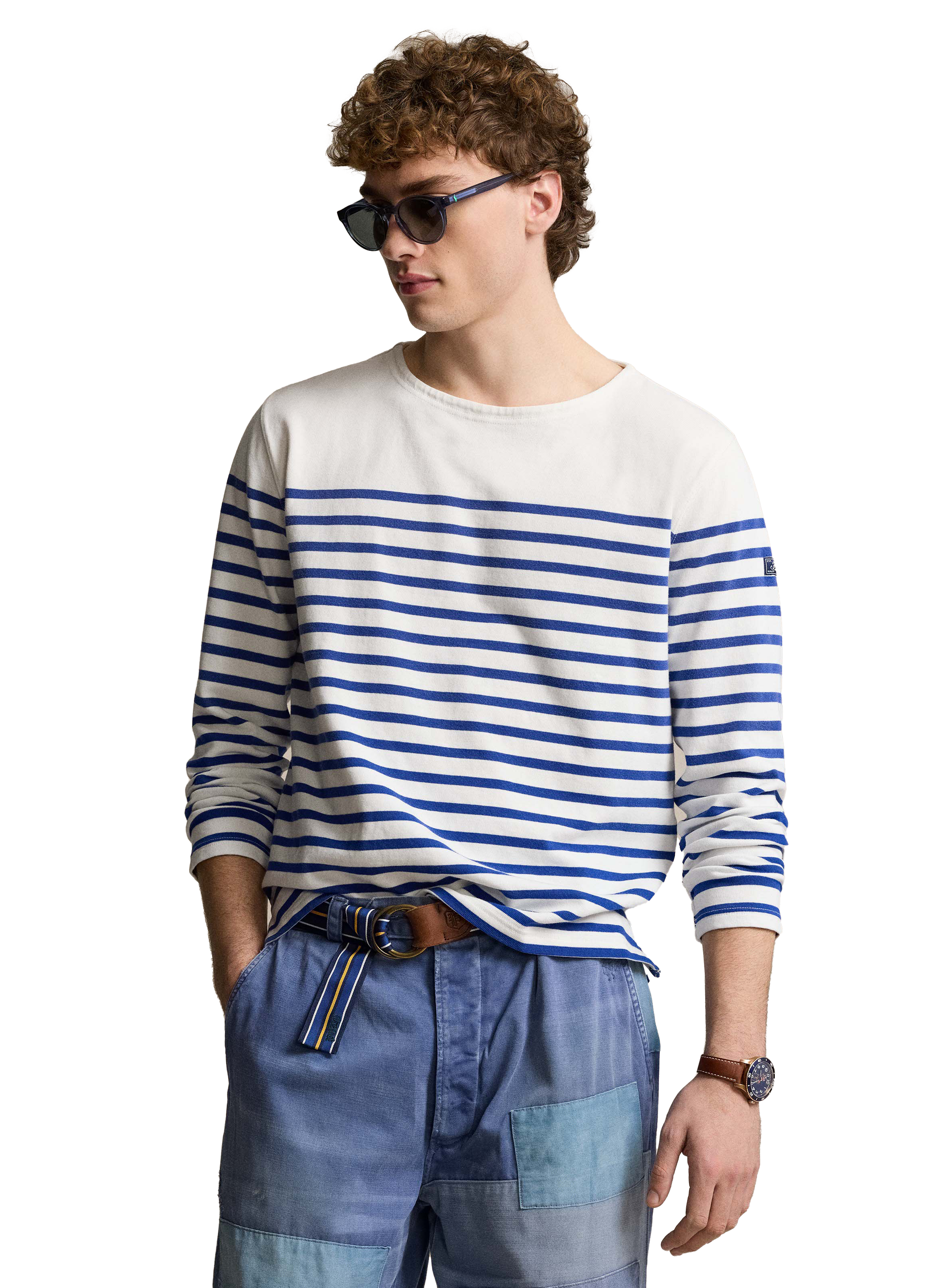 POLO RALPH LAUREN Sweatshirt rayé en coton  Blanc