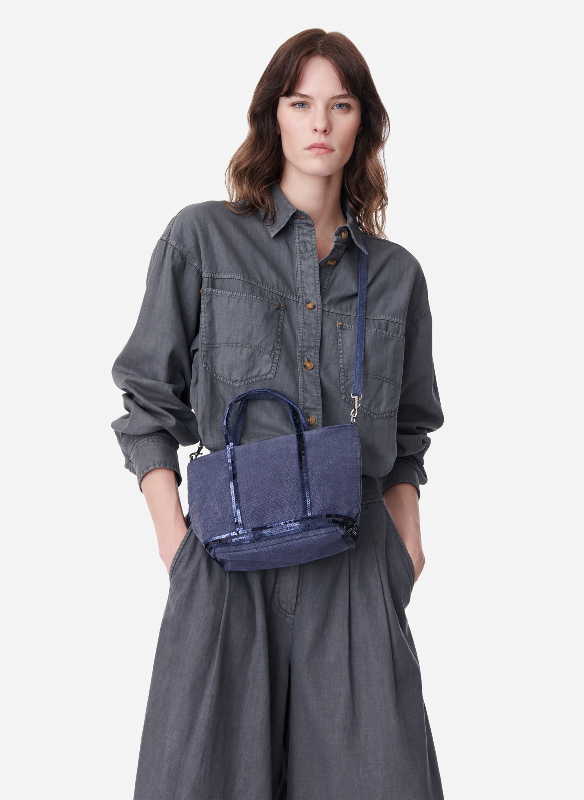 Cabas xs en lin VANESSA BRUNO Bleu