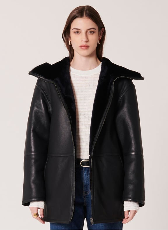 Manteau noir droit - meline Bleu by ZAPA ZAPA Manteau noir droit - meline Bleu