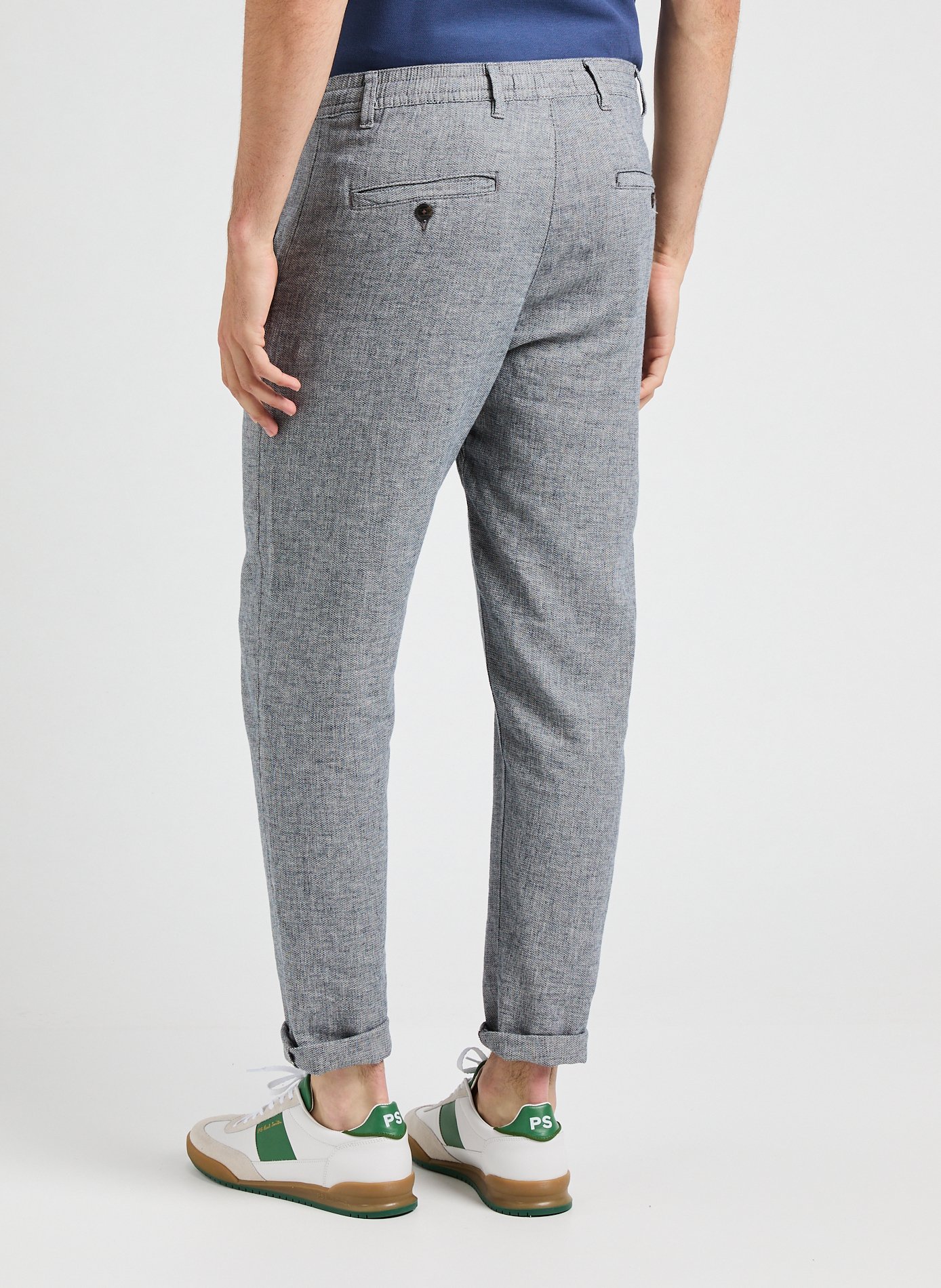 Slim and tapered linen blend trousers SELECTED Blue