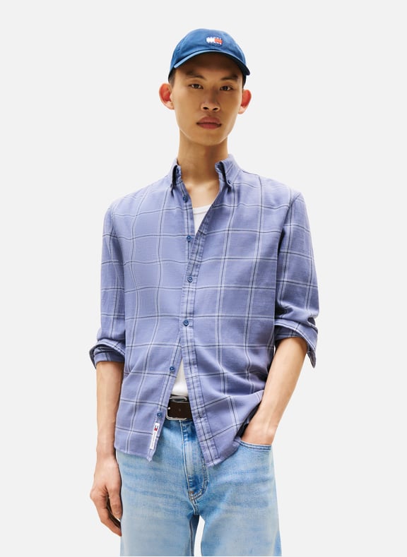 Straight cotton check shirt Blue by TOMMY HILFIGER TOMMY HILFIGER Straight cotton check shirt Blue