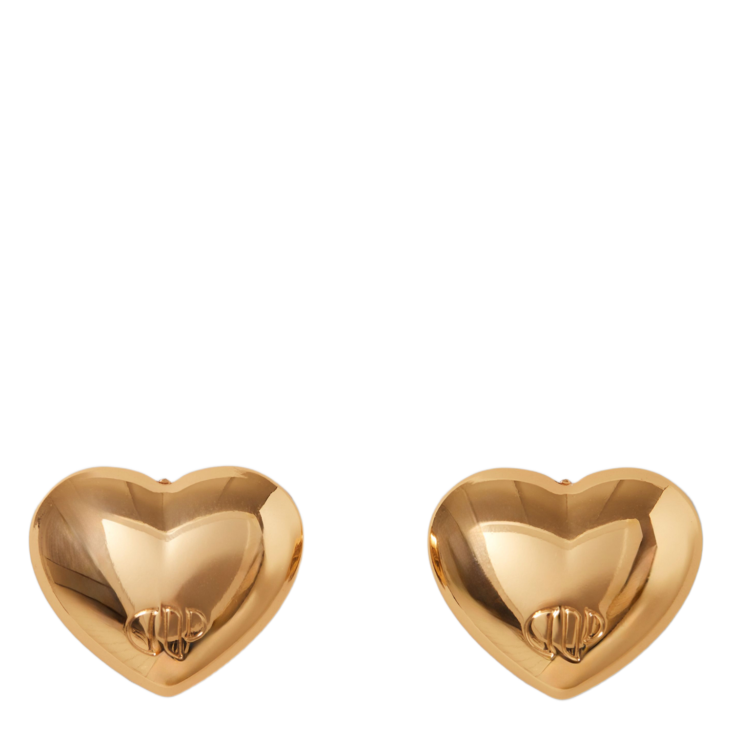 CLAUDIE PIERLOT Boucles d'oreilles cœurs avec logo gravé Doré