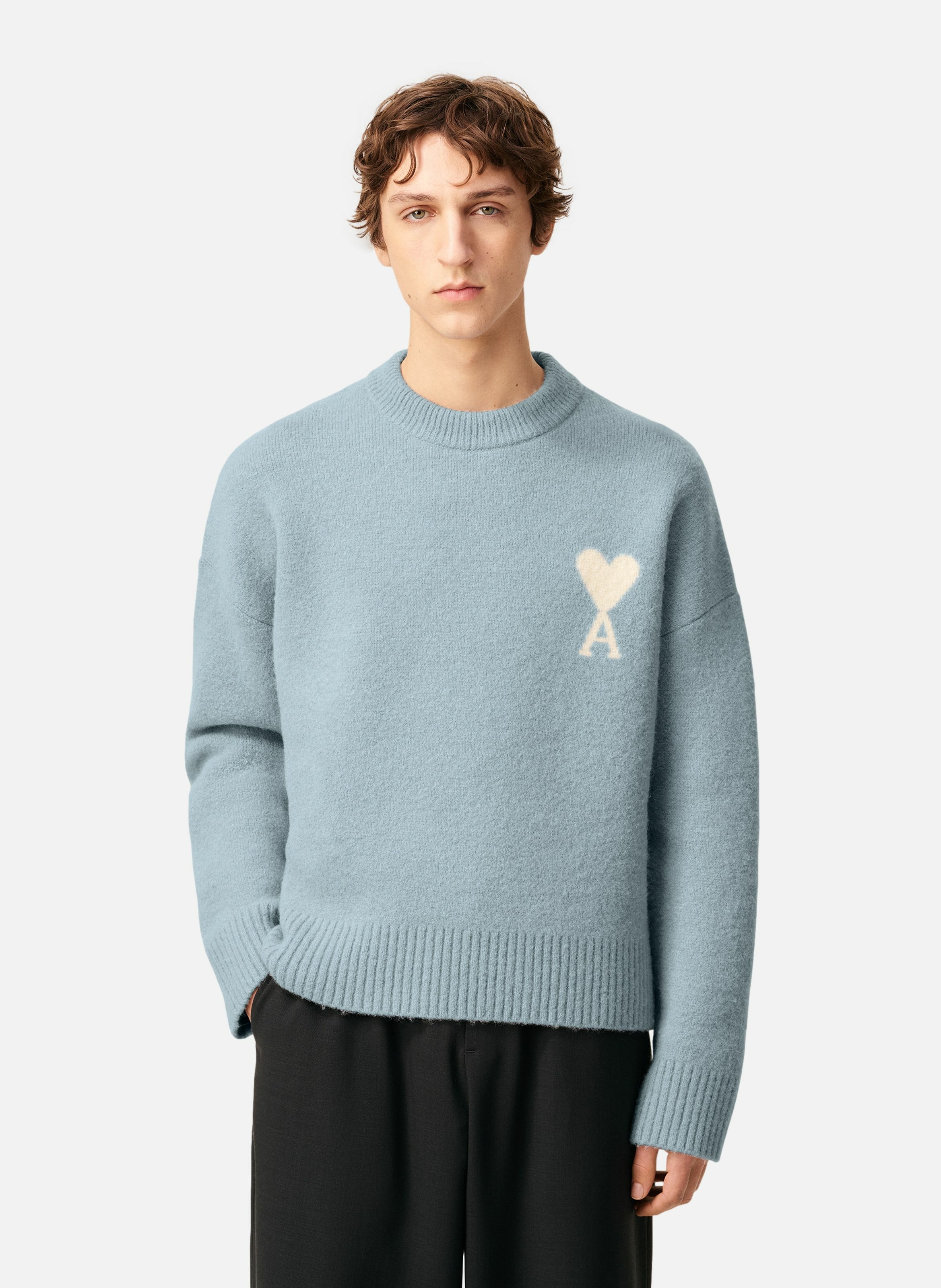 Pull col rond ami de coeur en alpaga unisexe AMI PARIS Bleu