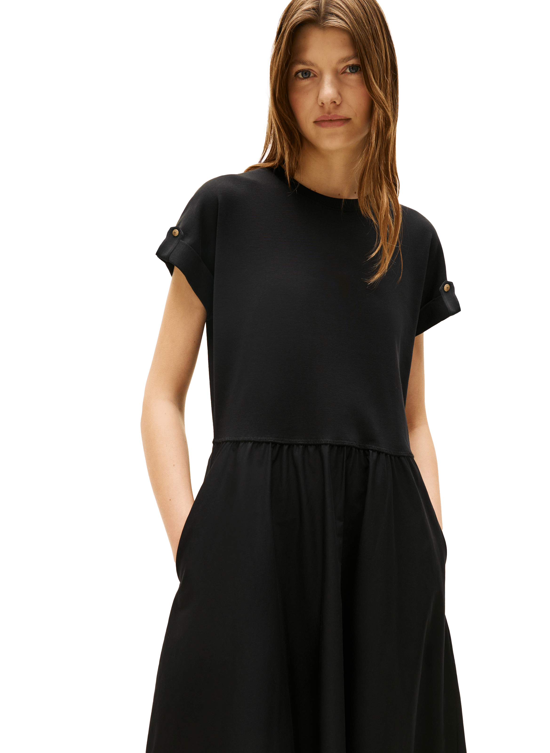 Midi dress with gold buttons TOMMY HILFIGER Black