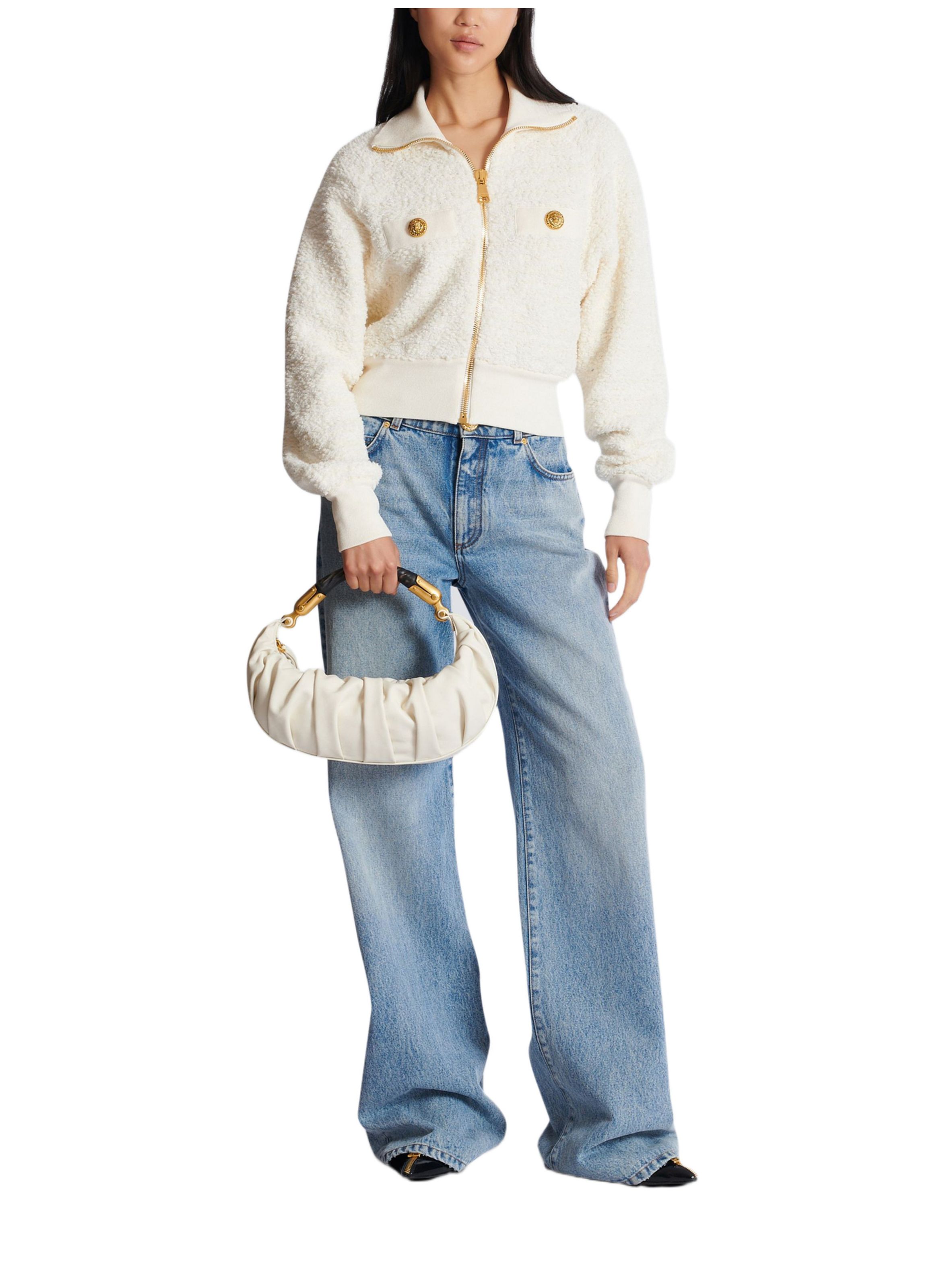 Sac ebene medium en cuir de veau BALMAIN Beige