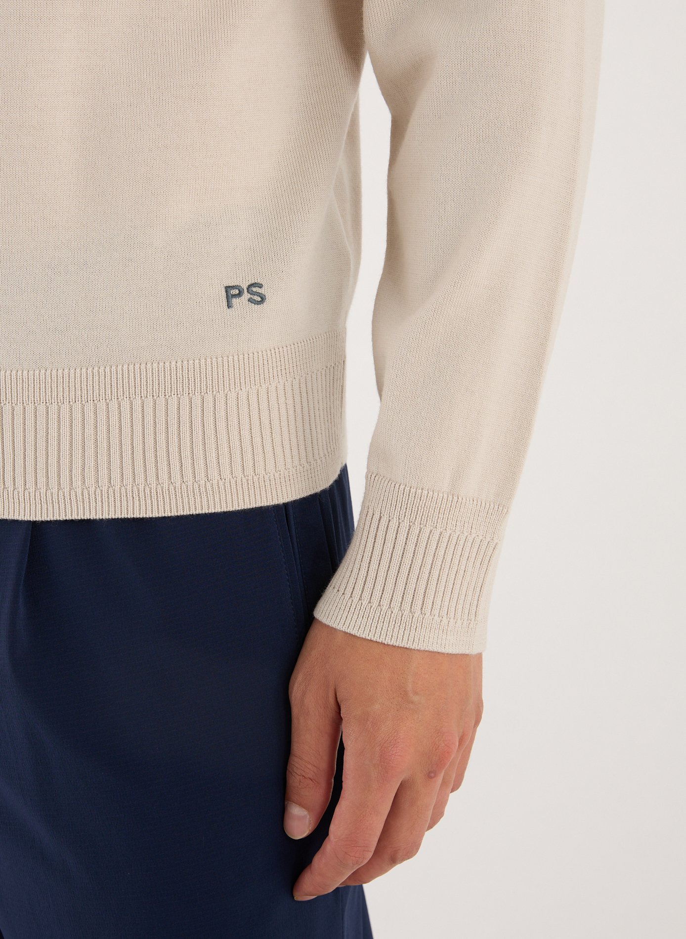 Pull col polo en laine mérinos PAUL SMITH Beige