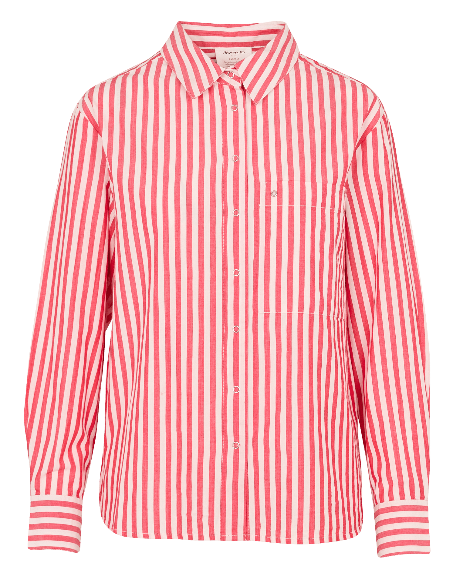 Chemise droite à rayures en coton samy MAISON 123 Rouge