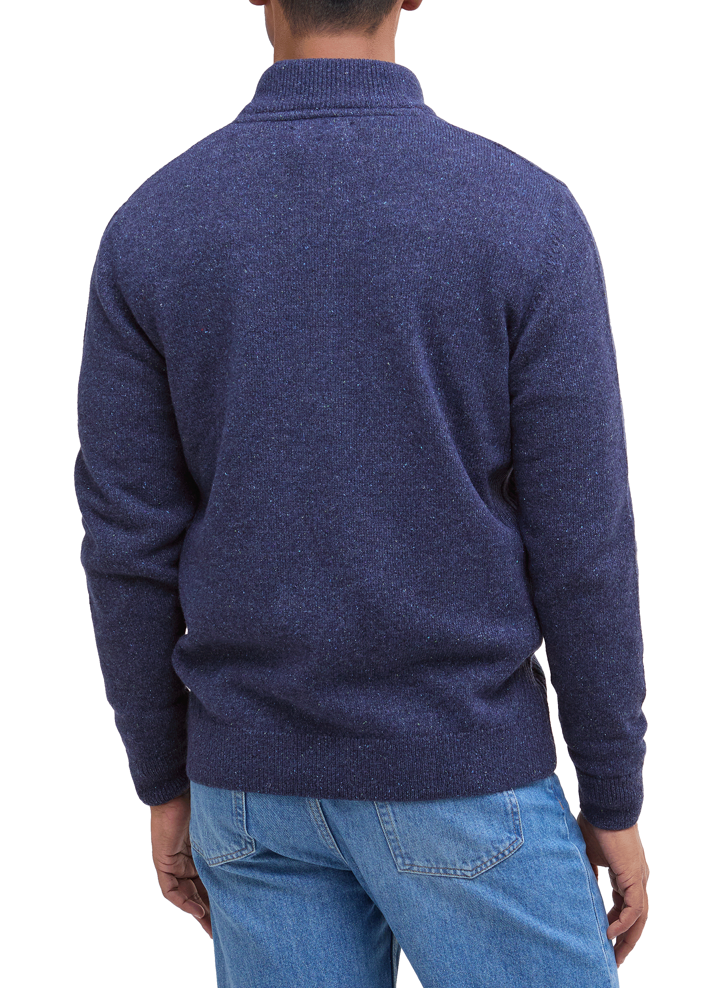 Pull droit à col montant en laine mélangée BARBOUR Bleu