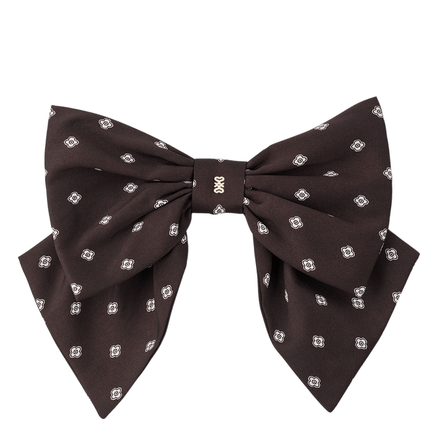 Barrette nœud satinée imprimée SANDRO Marron