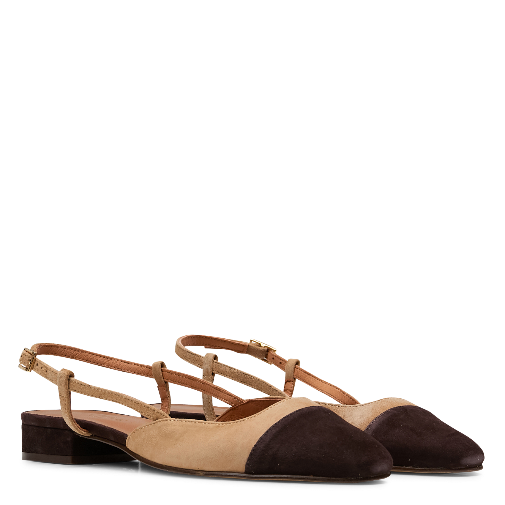 Ballerines slingback en cuir dhapou JONAK Marron