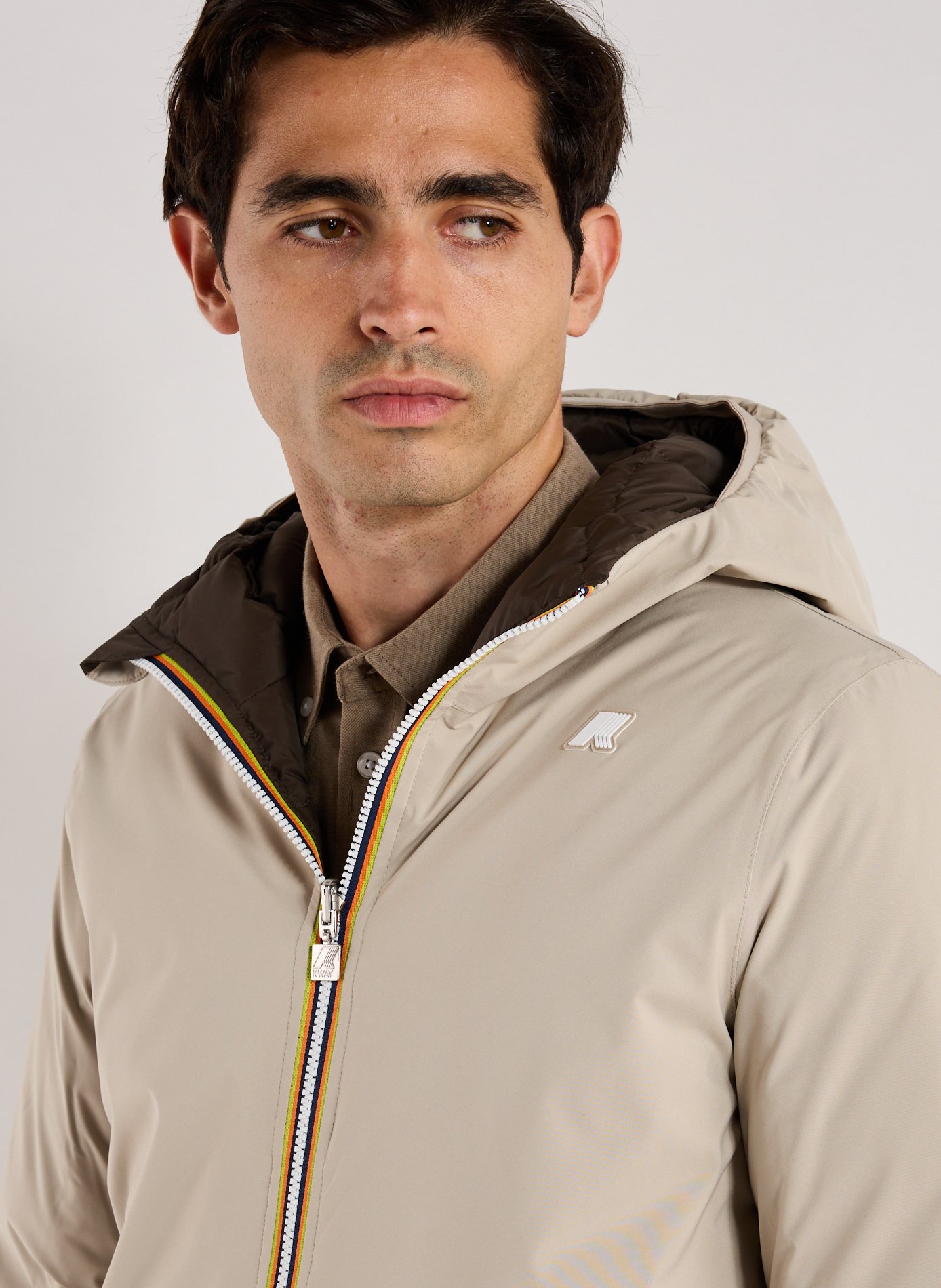 Doudoune réversible à capuche K-WAY Beige