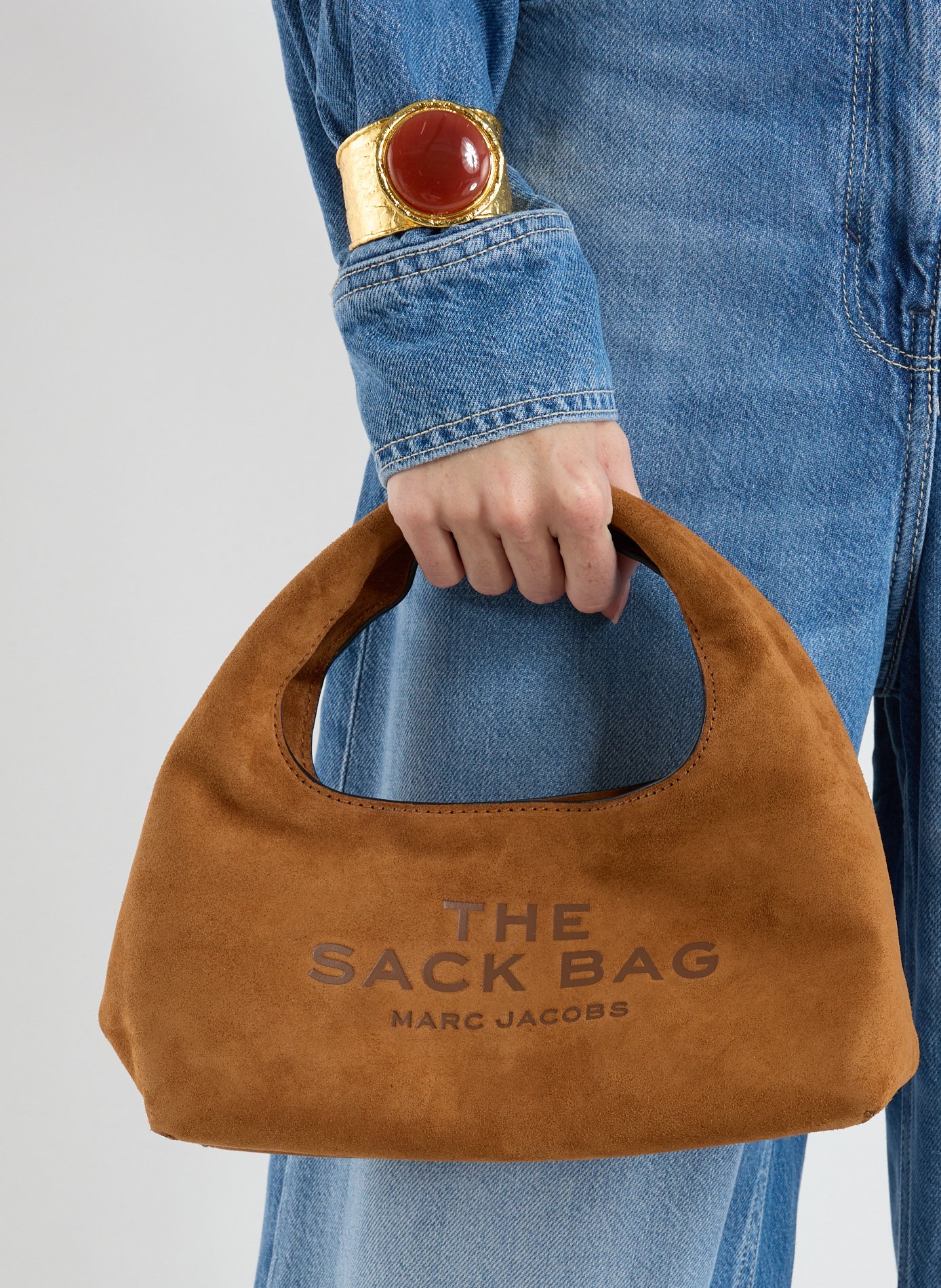 The Mini Sack Suede Leather Handbag MARC JACOBS Brown