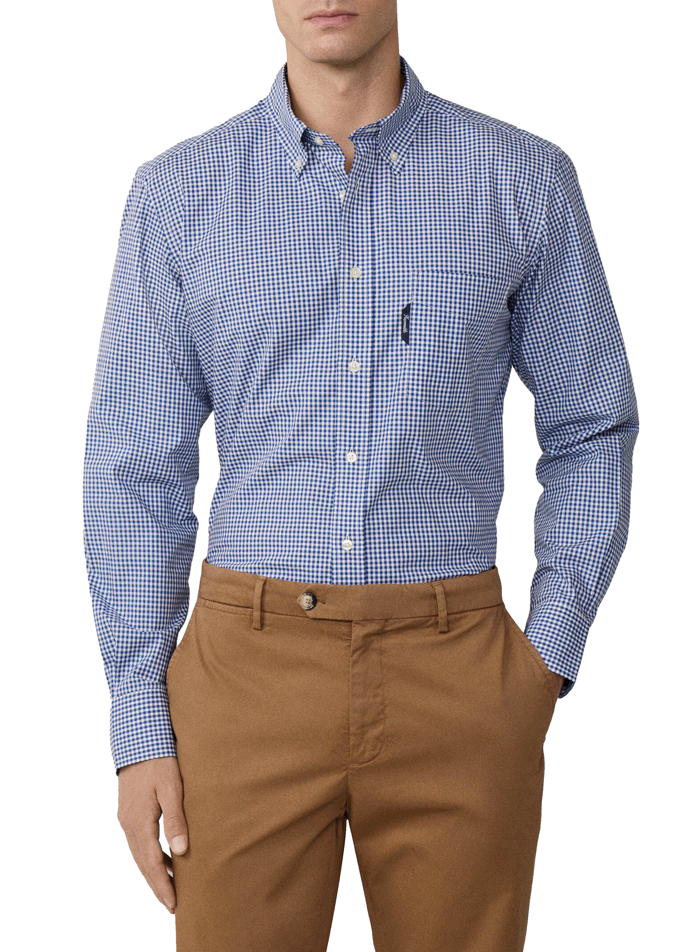 FACONNABLE Chemise à carreaux vichy en popeline de coton Blue