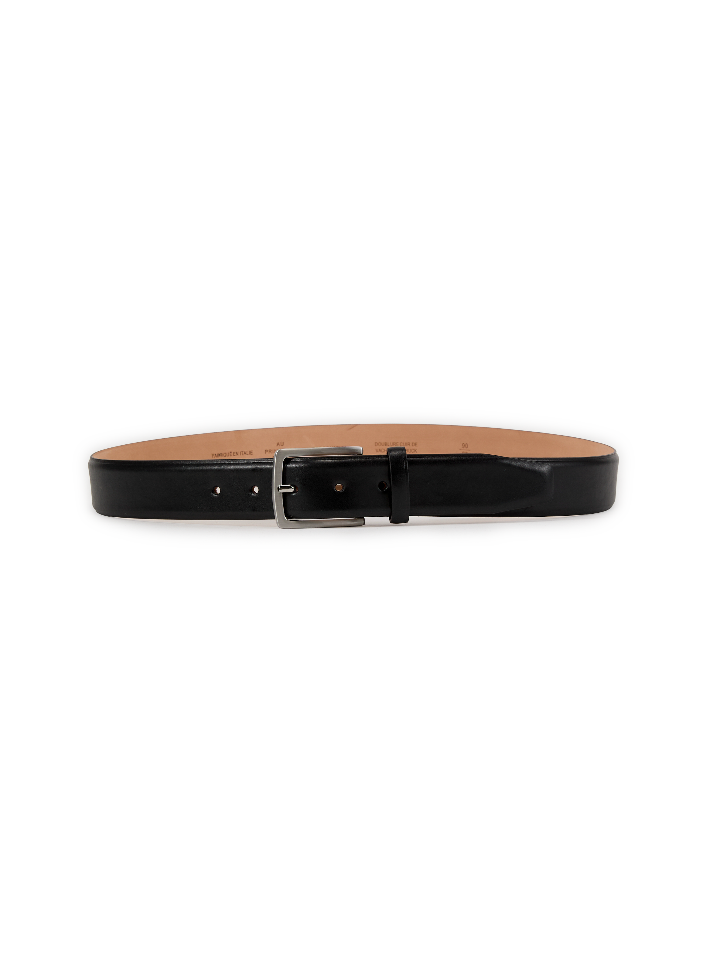 AU PRINTEMPS PARIS Plain leather belt Black