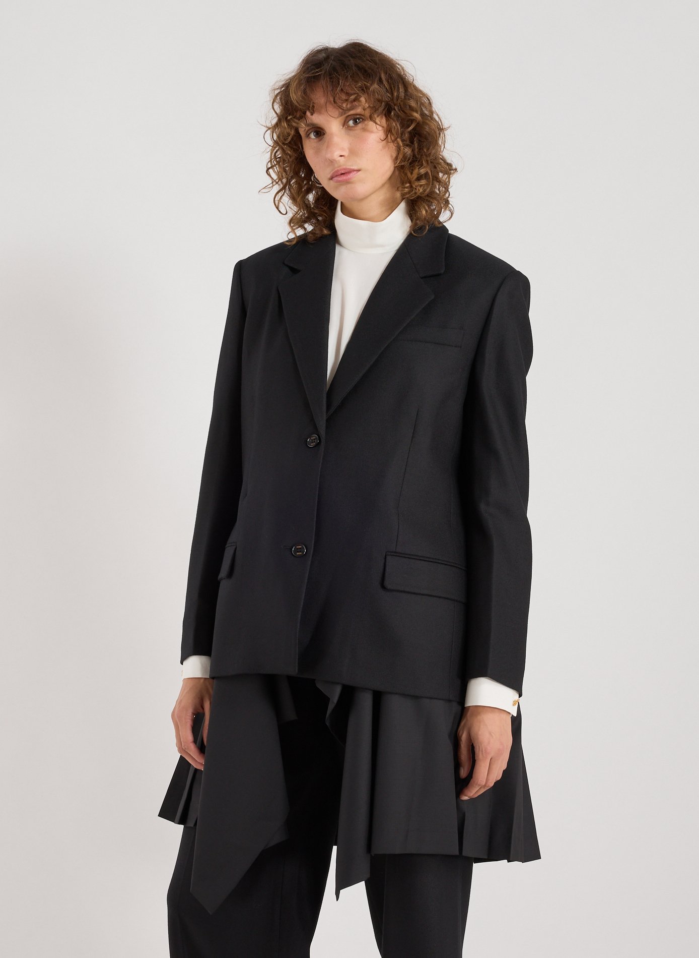 EENK Manteau transformable à jupe en laine mélangée Noir
