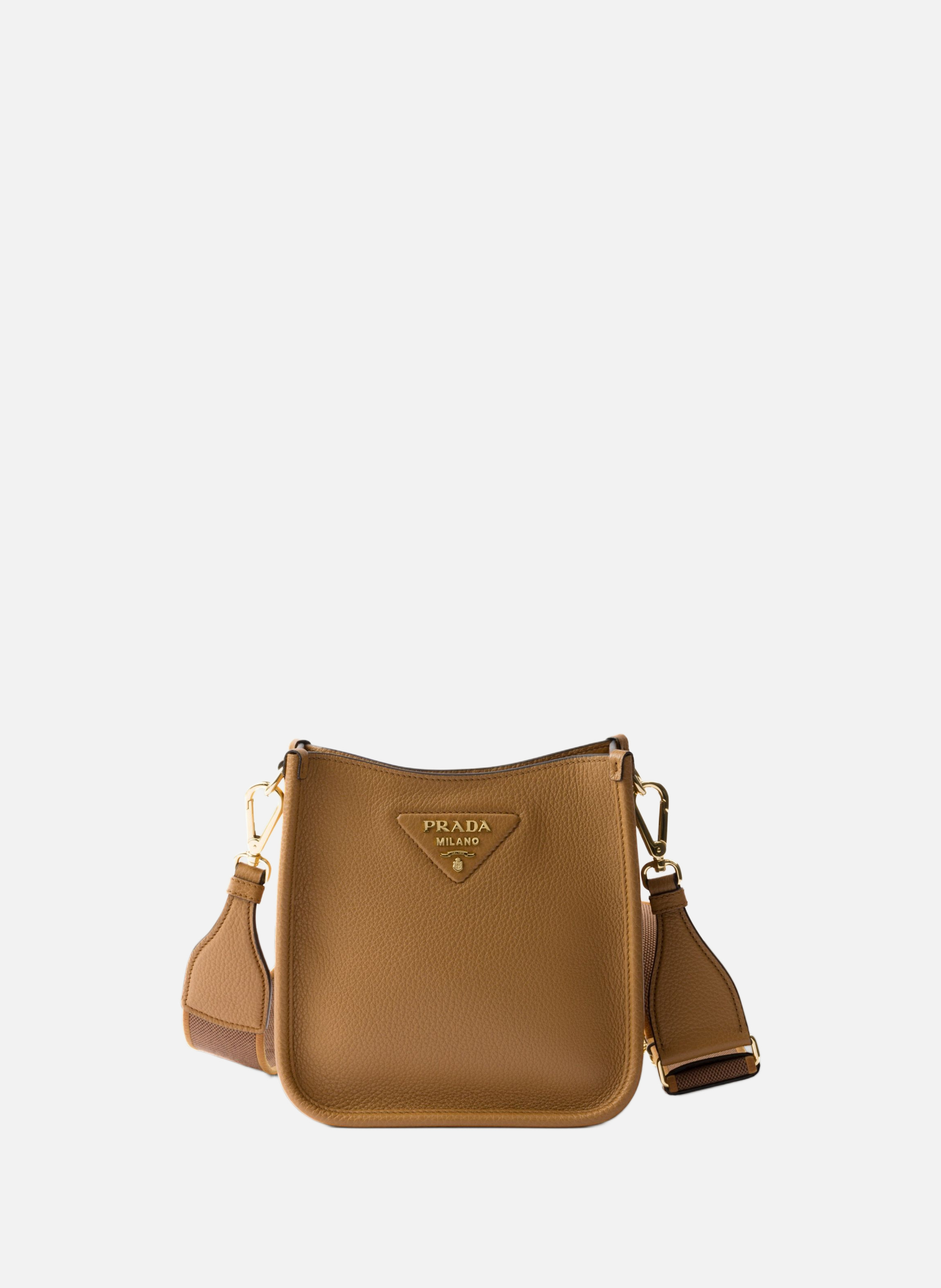 Mini sac porté épaule en cuir PRADA Marron