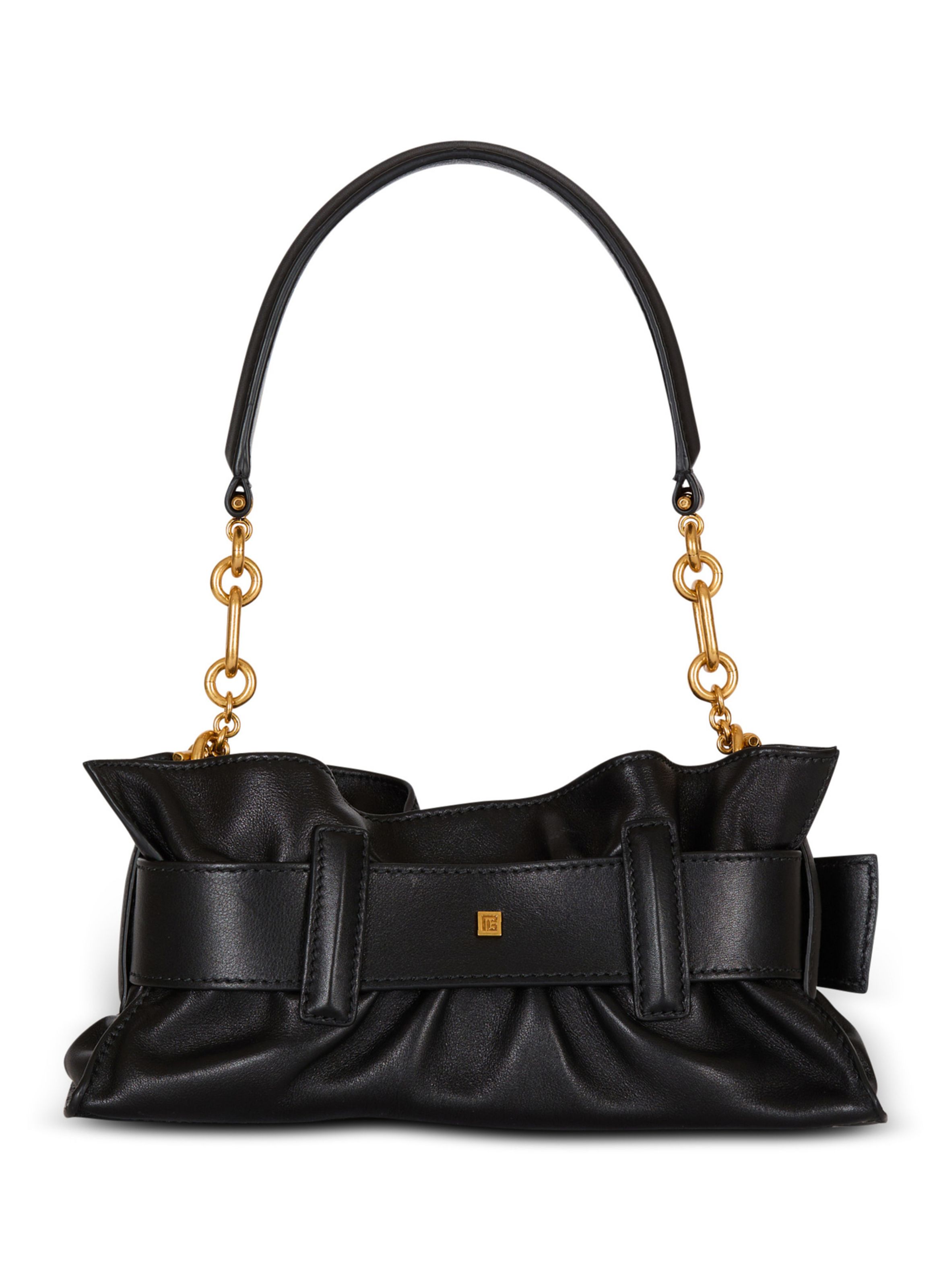 Sac anthem mini shoulder en cuir de veau BALMAIN Noir