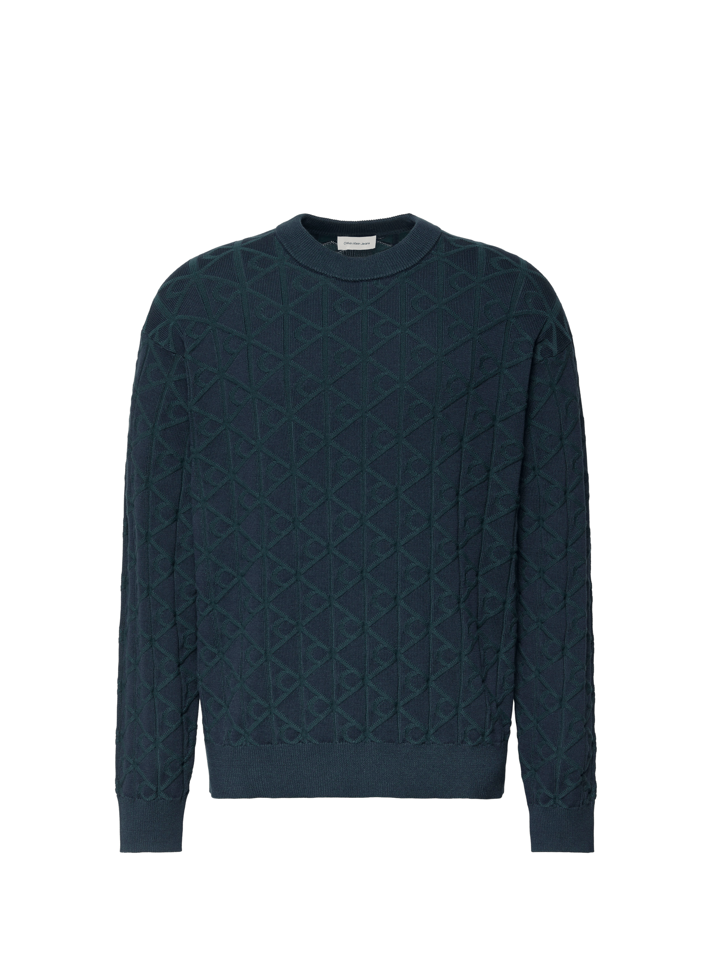 CALVIN KLEIN Straight round neck cotton sweater Grey