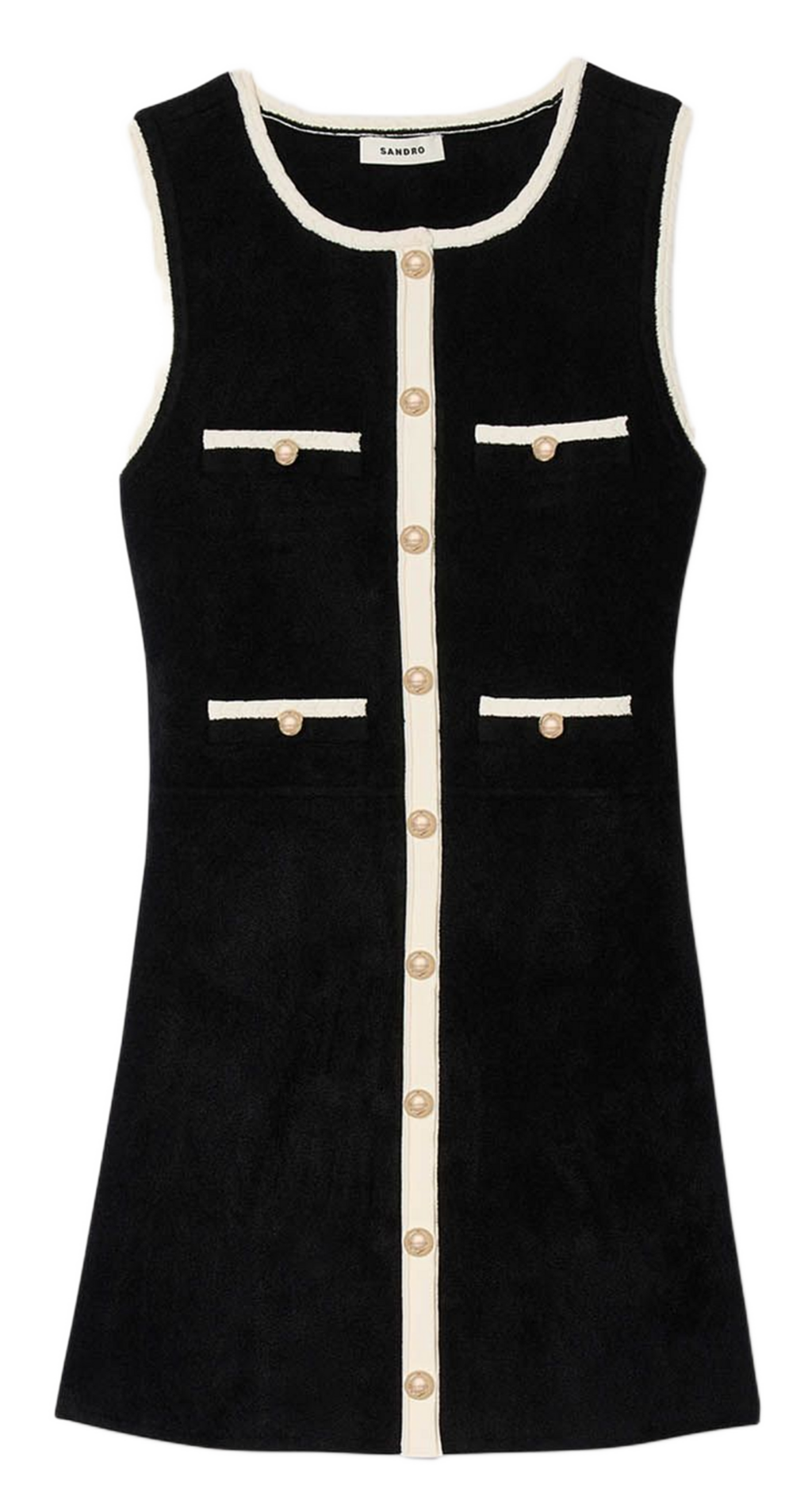 Robe courte évasée col rond SANDRO Noir