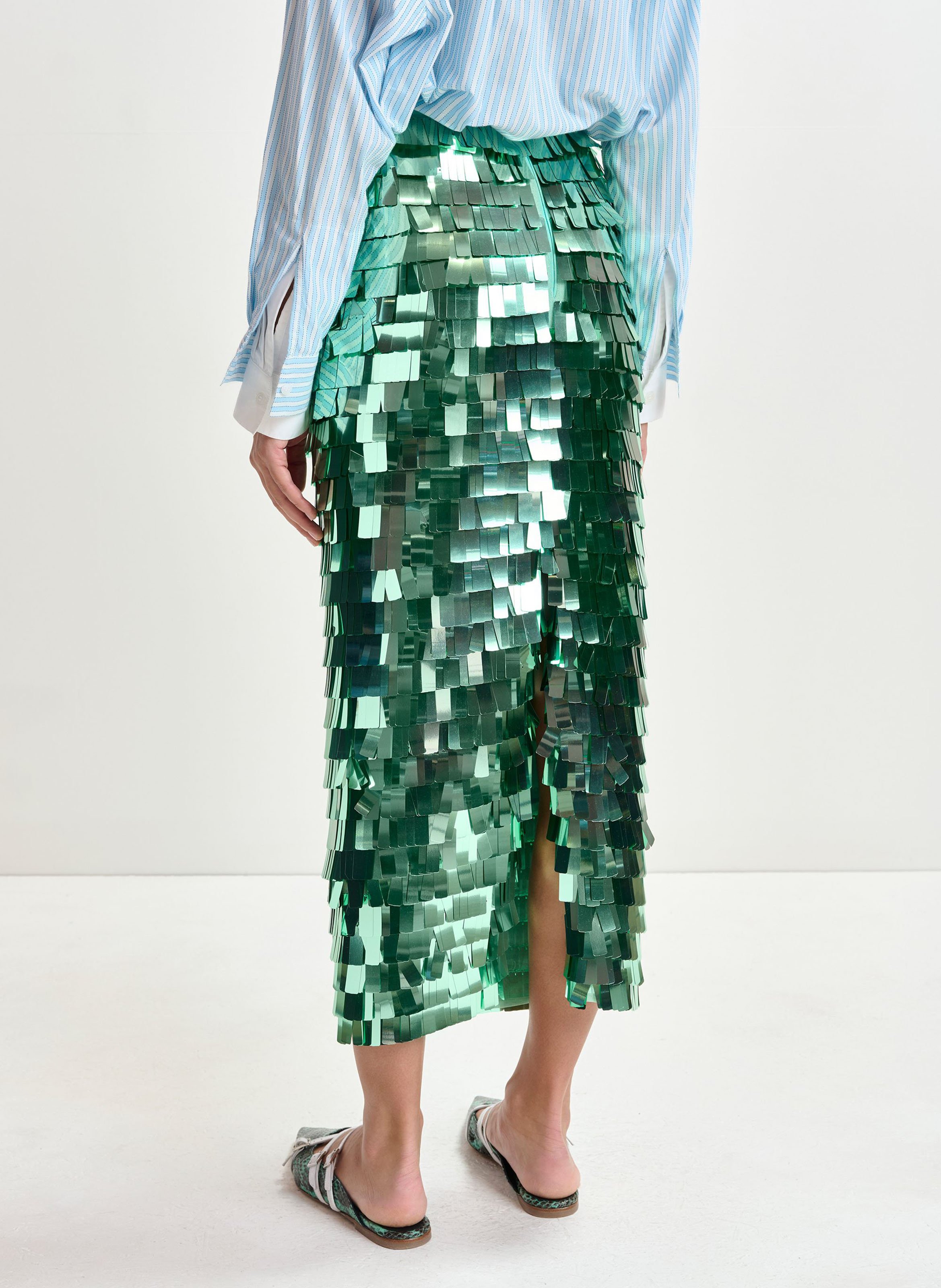 Jupe midi droite à paillettes ihoed ESSENTIEL ANTWERP Vert