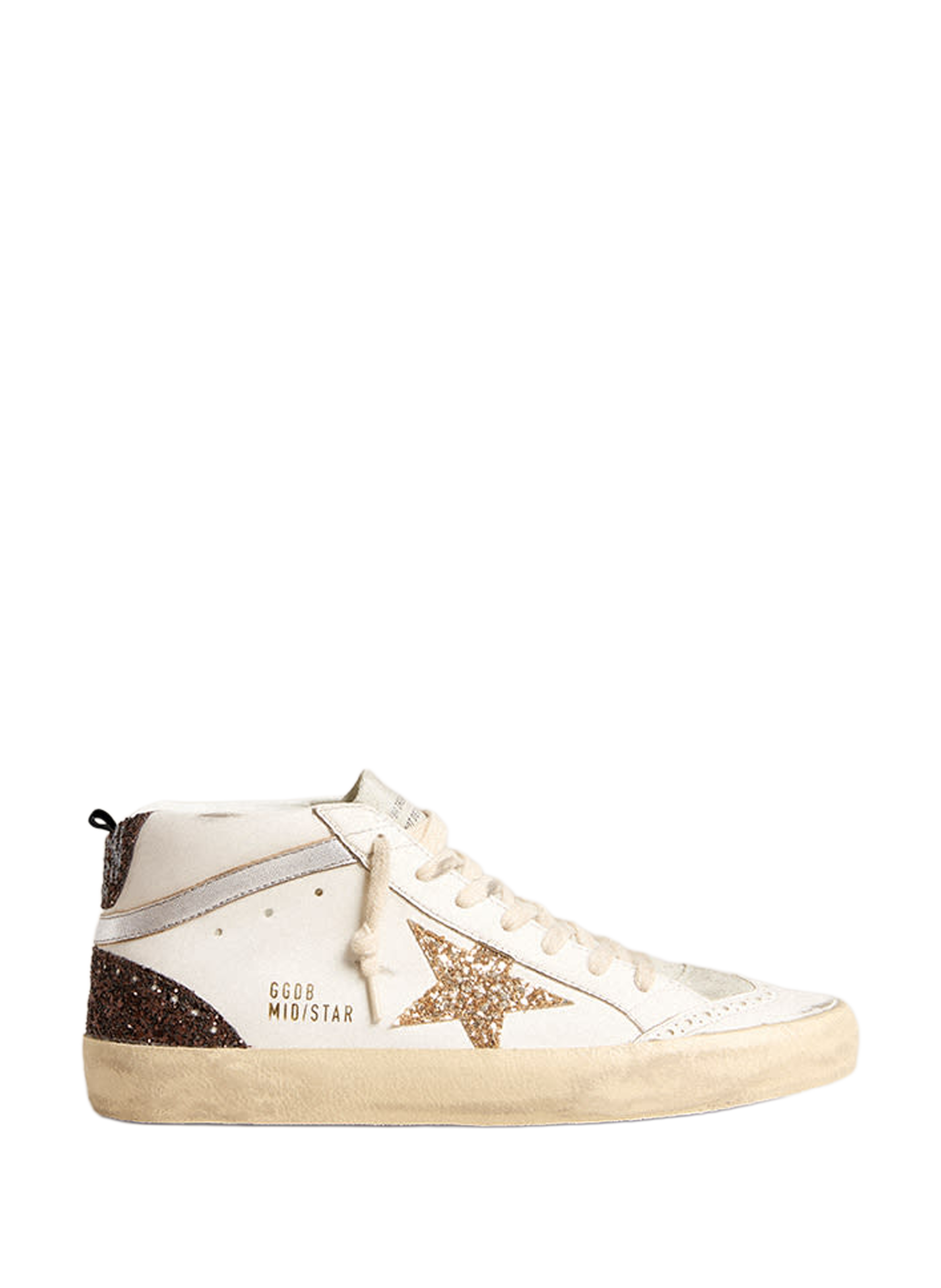 Baskets Mid-Star en cuir mélangé GOLDEN GOOSE Blanc